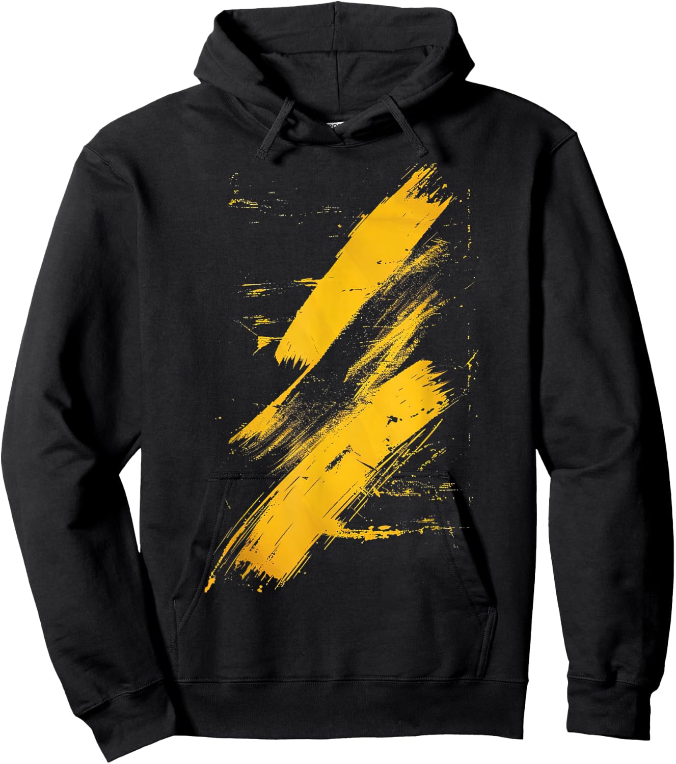 Yellow and Black Brushstrokes Graphic Hoodie - Hoodie | Black