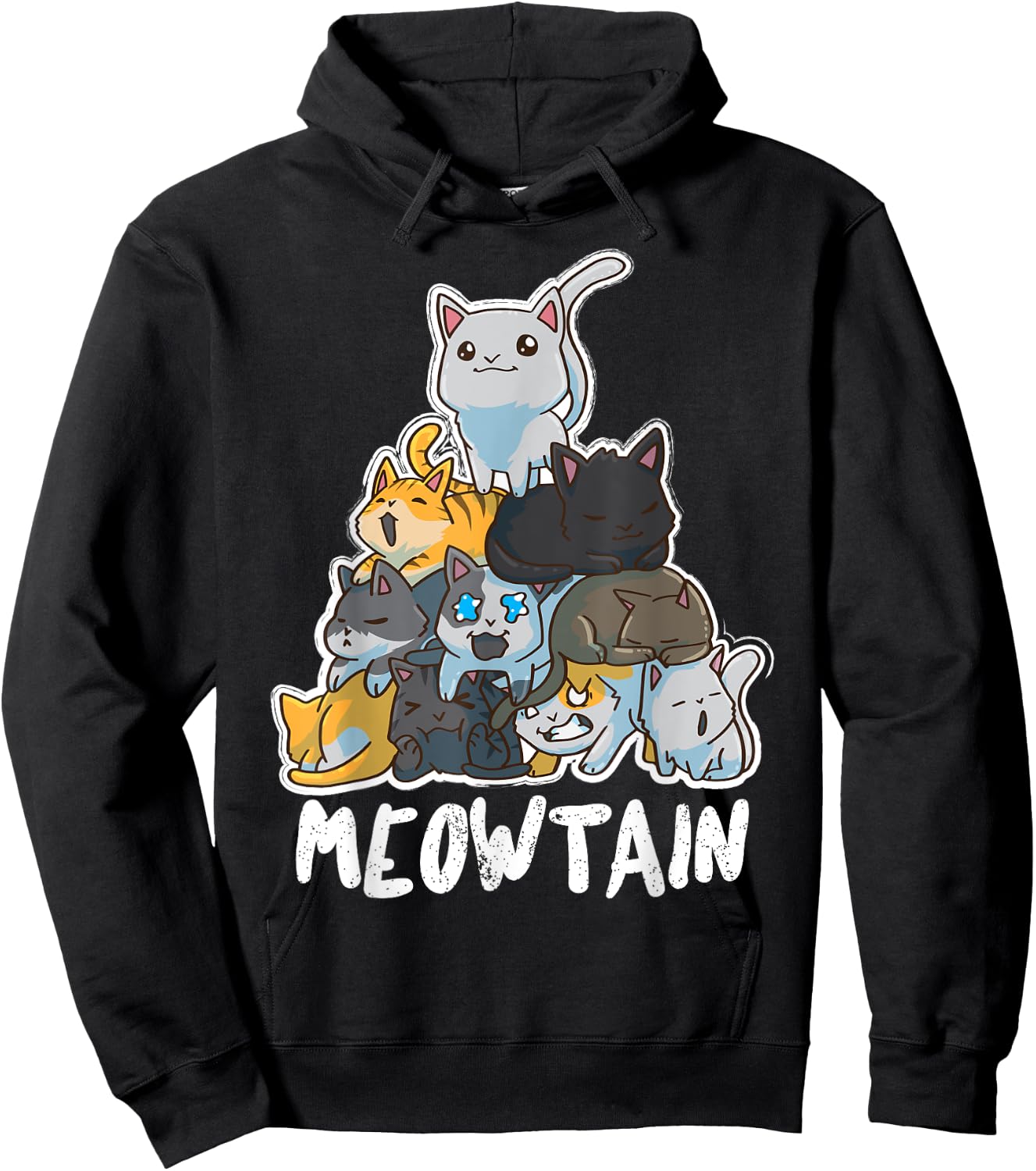 Anime Cats Kawaii Neko Pile Moewtain Hoodie - Hoodie | Black