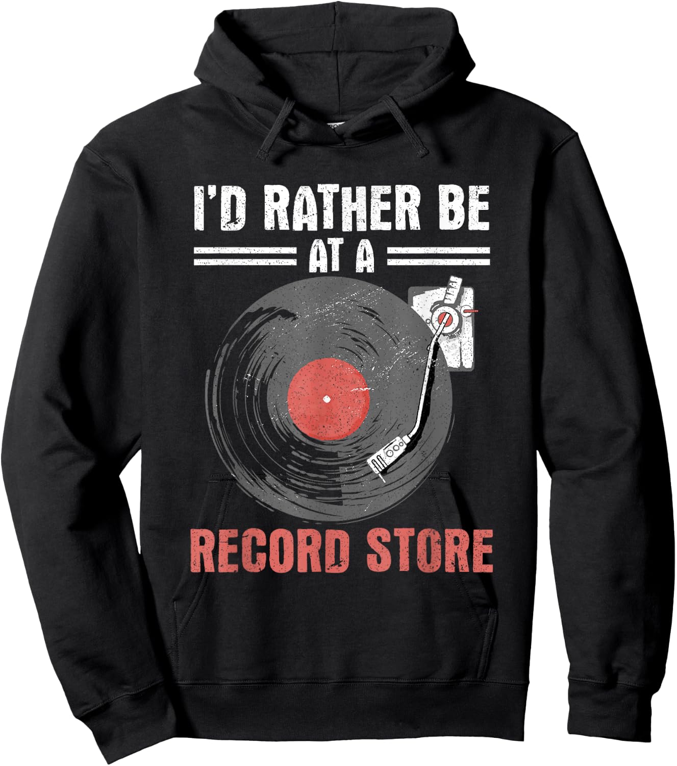 I'd Rather Be At A Record Store Vinyl Records Music Lover Hoodie - Hoodie | Black