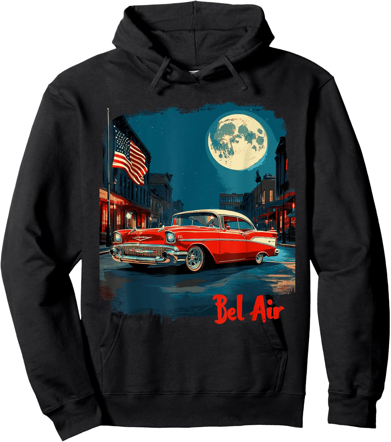 Vintage 1957 Bel Air Classic car Old School Hot Rod Bel Air Hoodie - Hoodie | Black