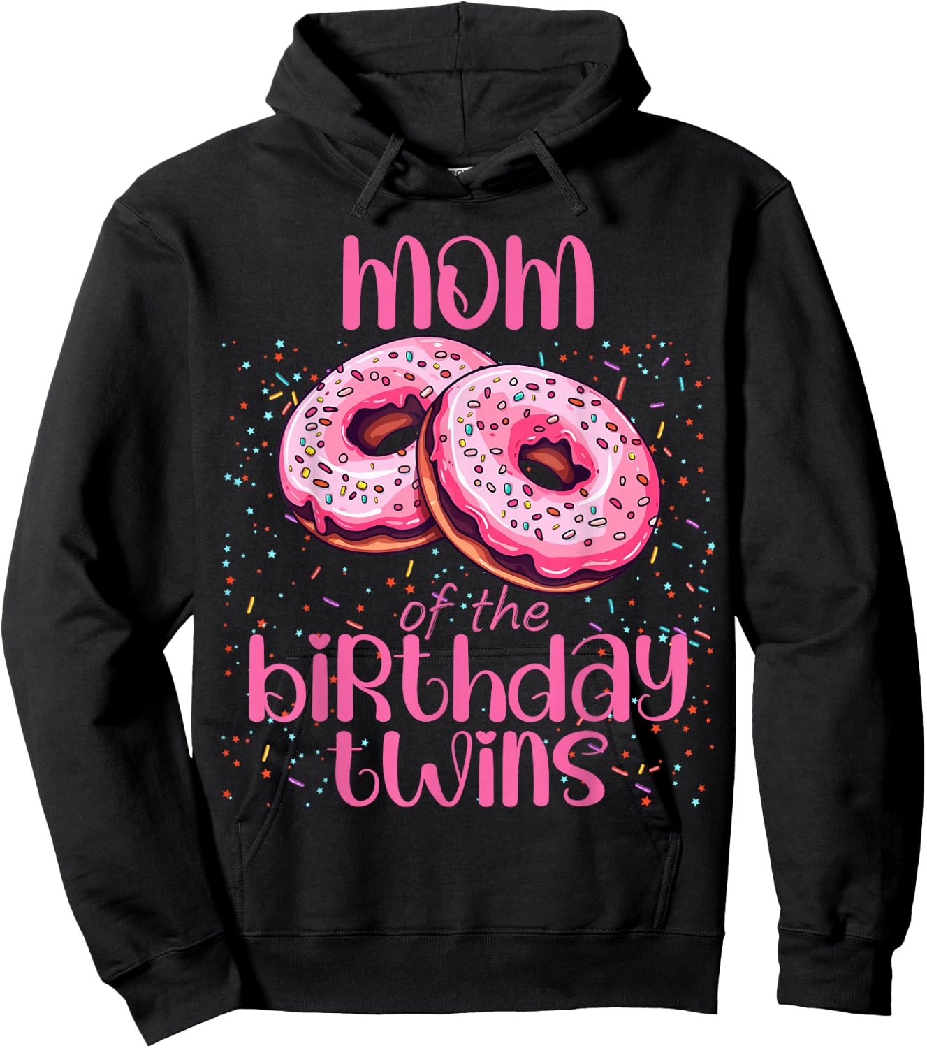 Mom Of The Birthday Twins Hoodie - Hoodie | Black