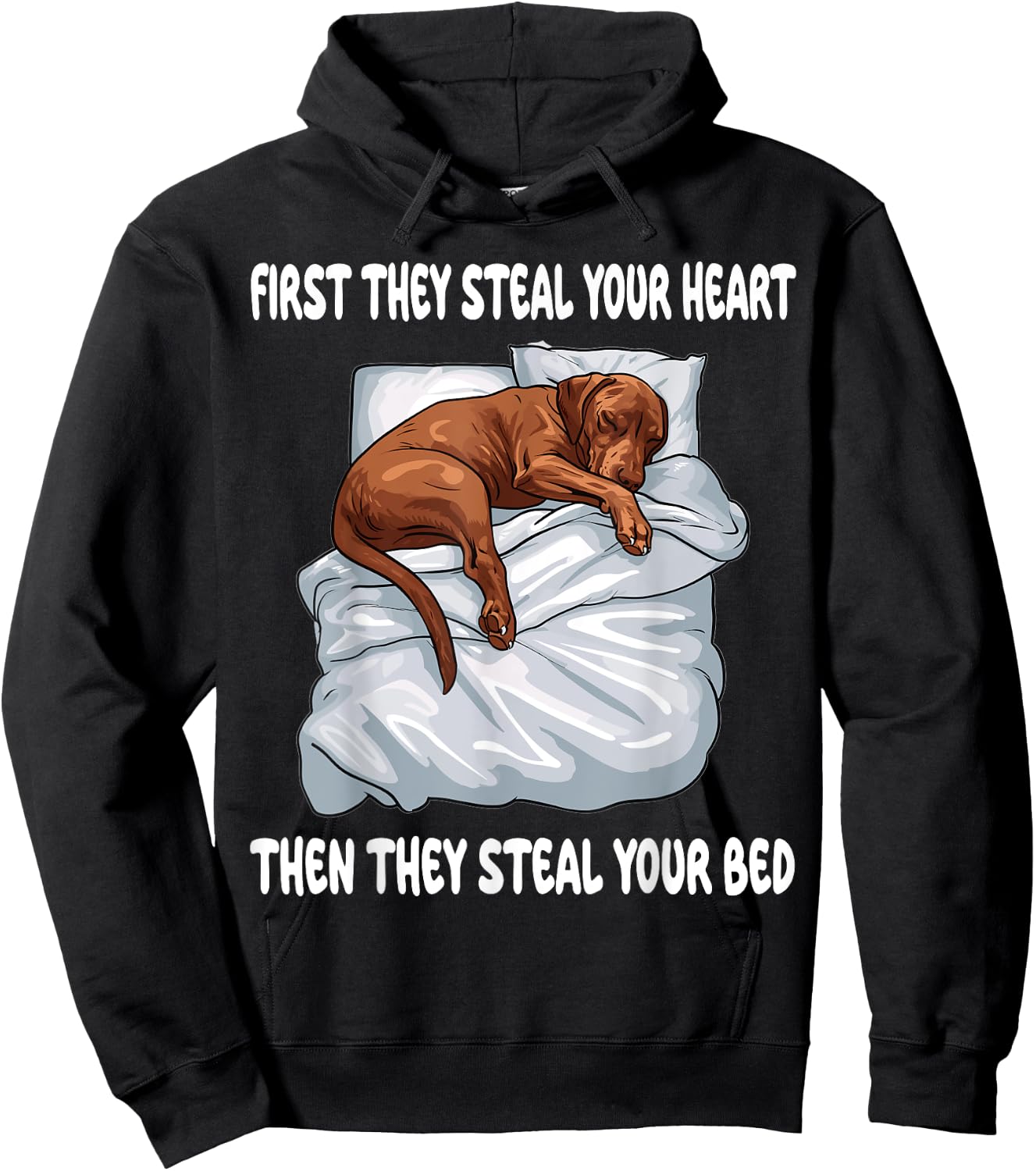 Vizsla Sleeping Pajamas Nightgown Hoodie - Hoodie | Black