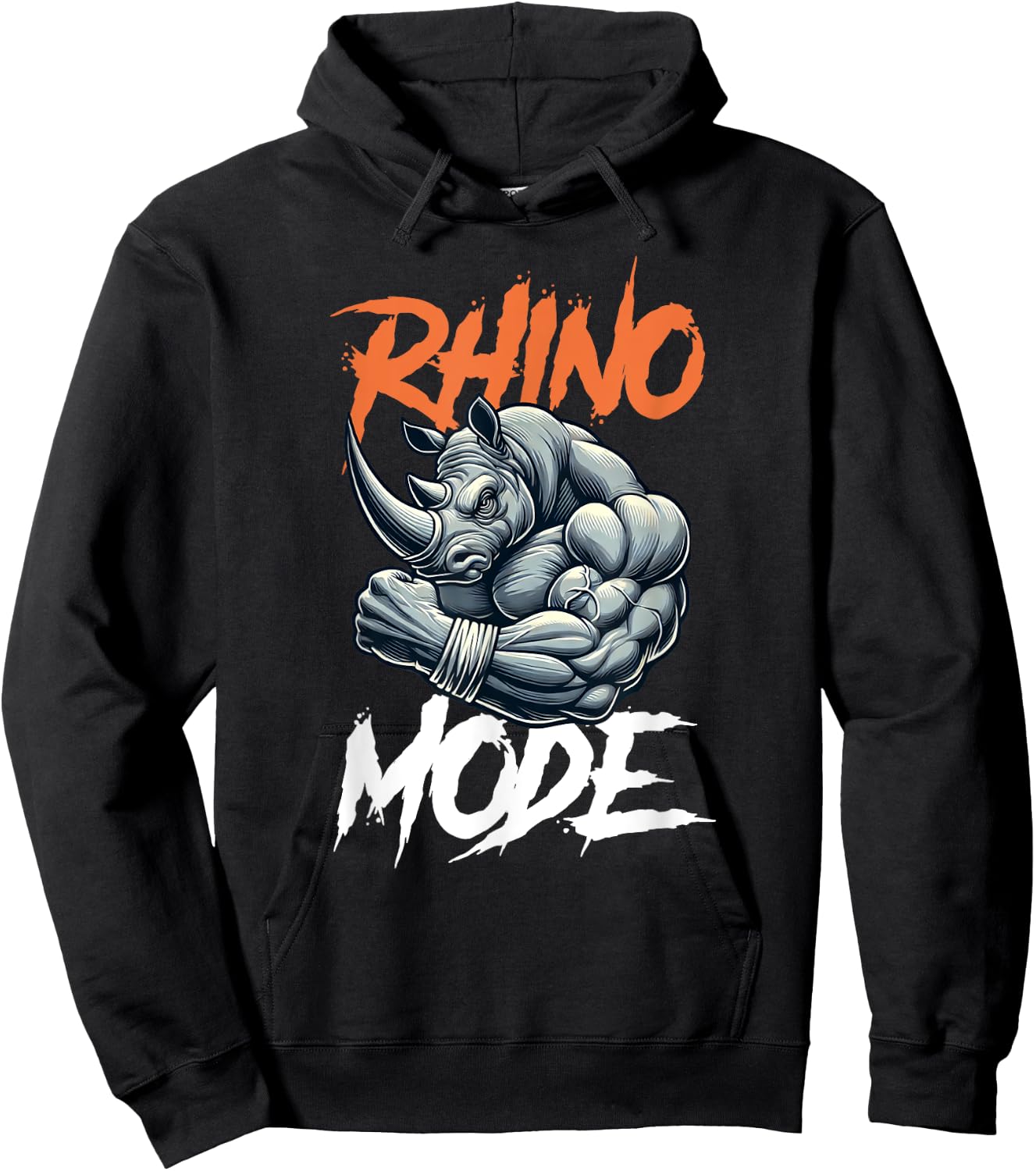 Vintage Art Rhino MODE Kawai Pet Lovers Funny Animal Happily Hoodie - Hoodie | Black