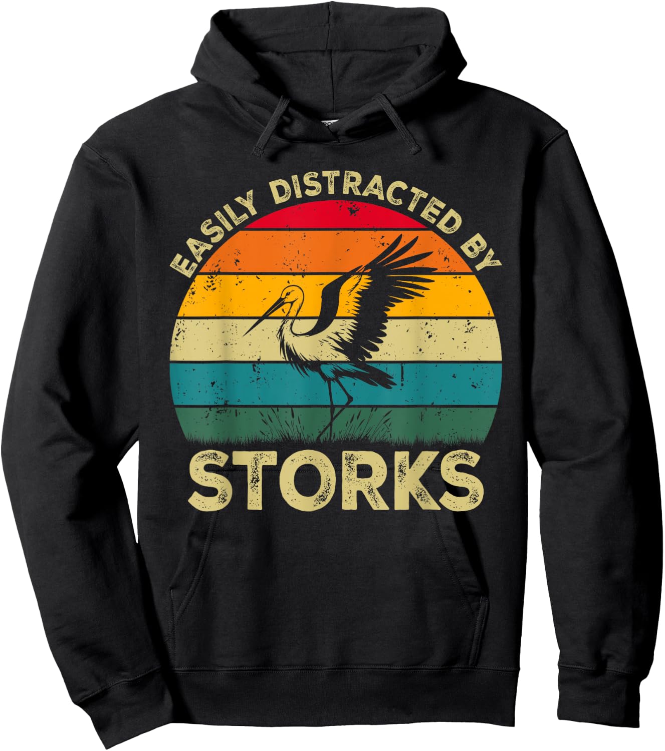 Easily Distracted By Storks, Funny Cute Stork Lovers Hoodie - Hoodie | Black