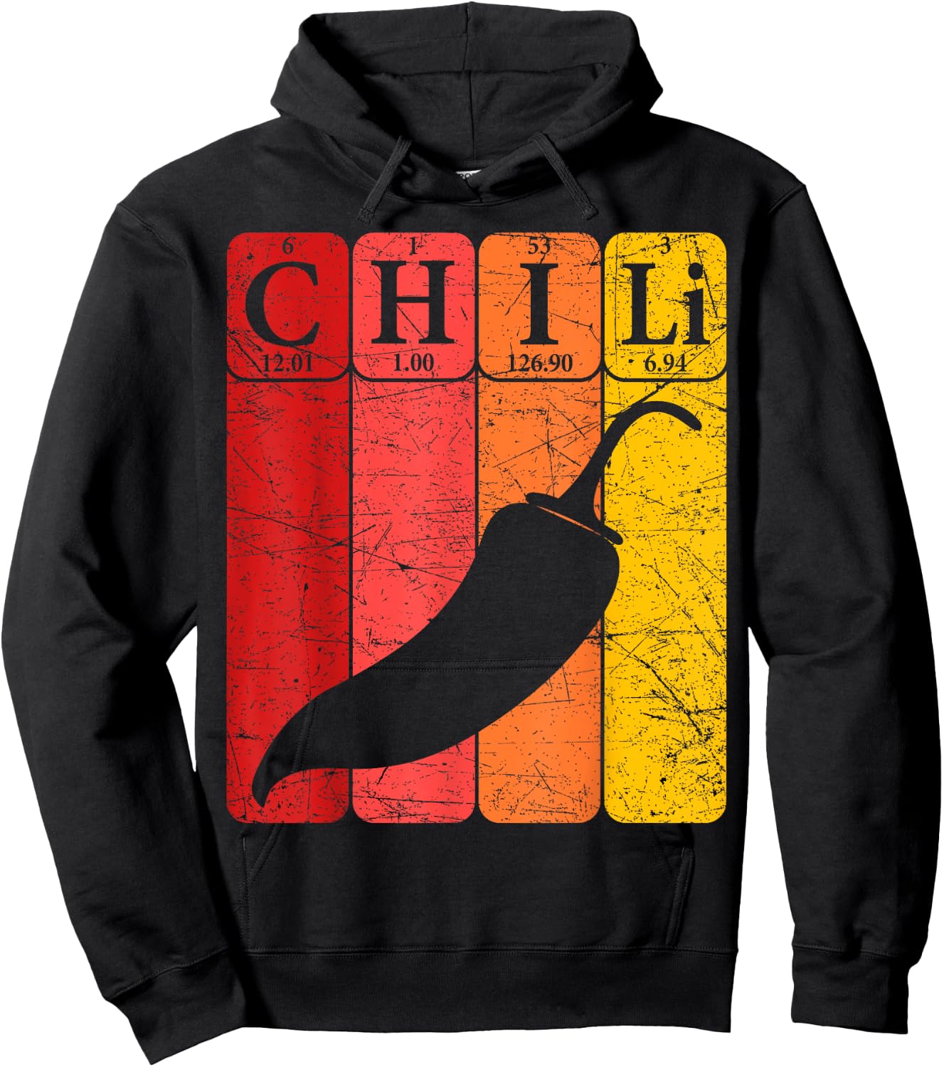 Chili Periodic Table Elements Chili Pepper Spicy Food Retro Hoodie - Hoodie | Black