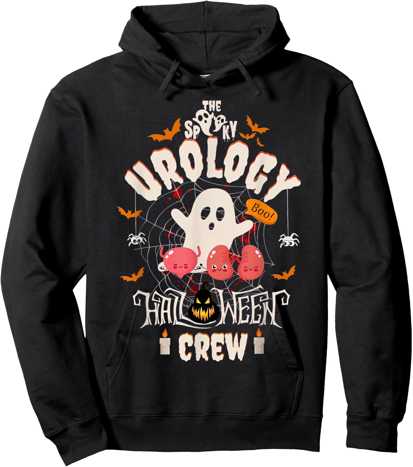 Spooky Urology Halloween Crew Cute Ghost Nurse Student Hoodie - Hoodie | Black