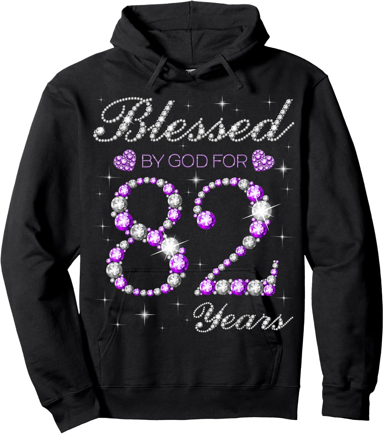 Blessed By God For 82 Years Old 82nd Birthday Party B-day Hoodie - Hoodie | Black