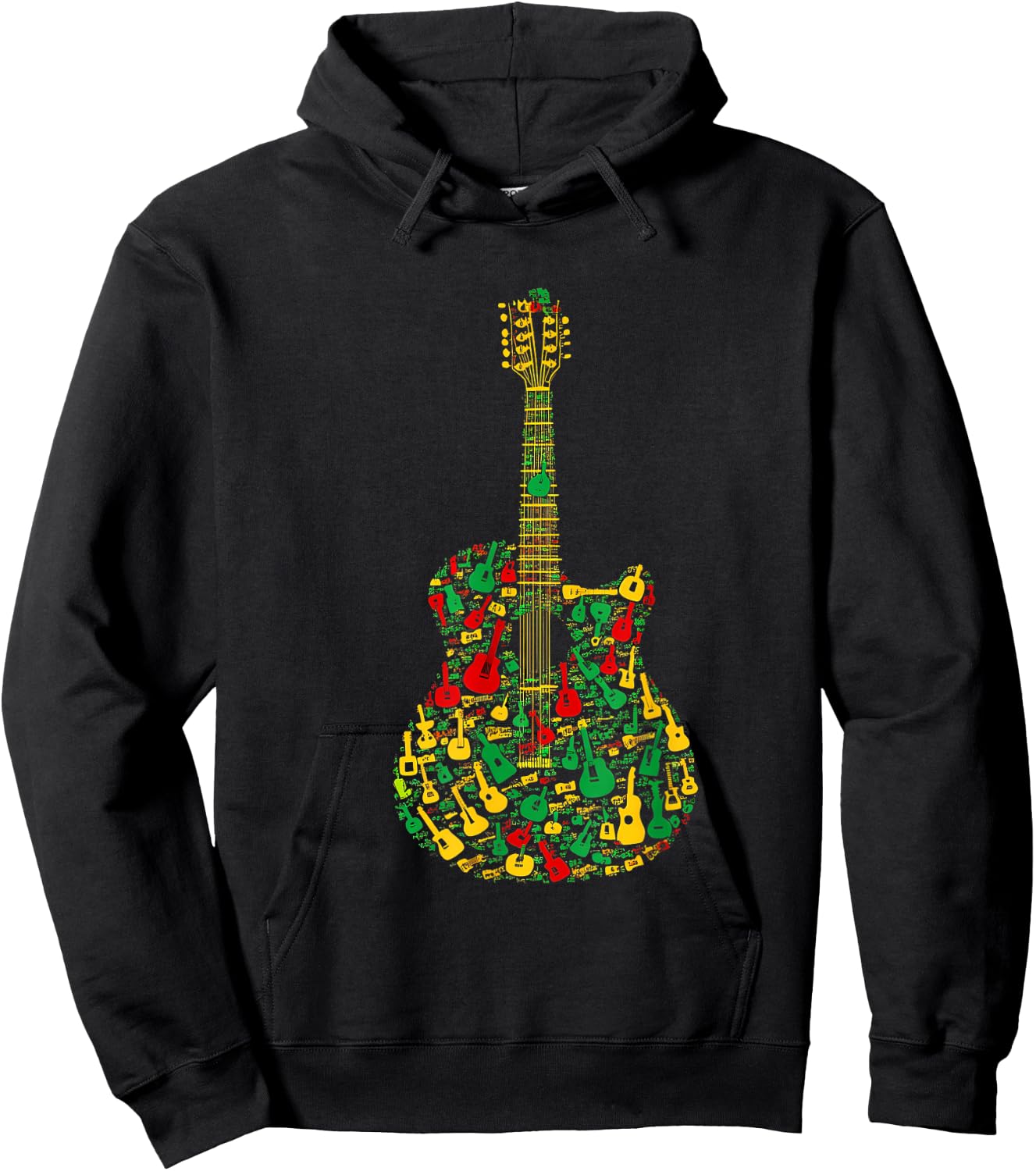 Reggae Guitar Rastafari Roots Rasta Reggae Music Hoodie - Hoodie | Black