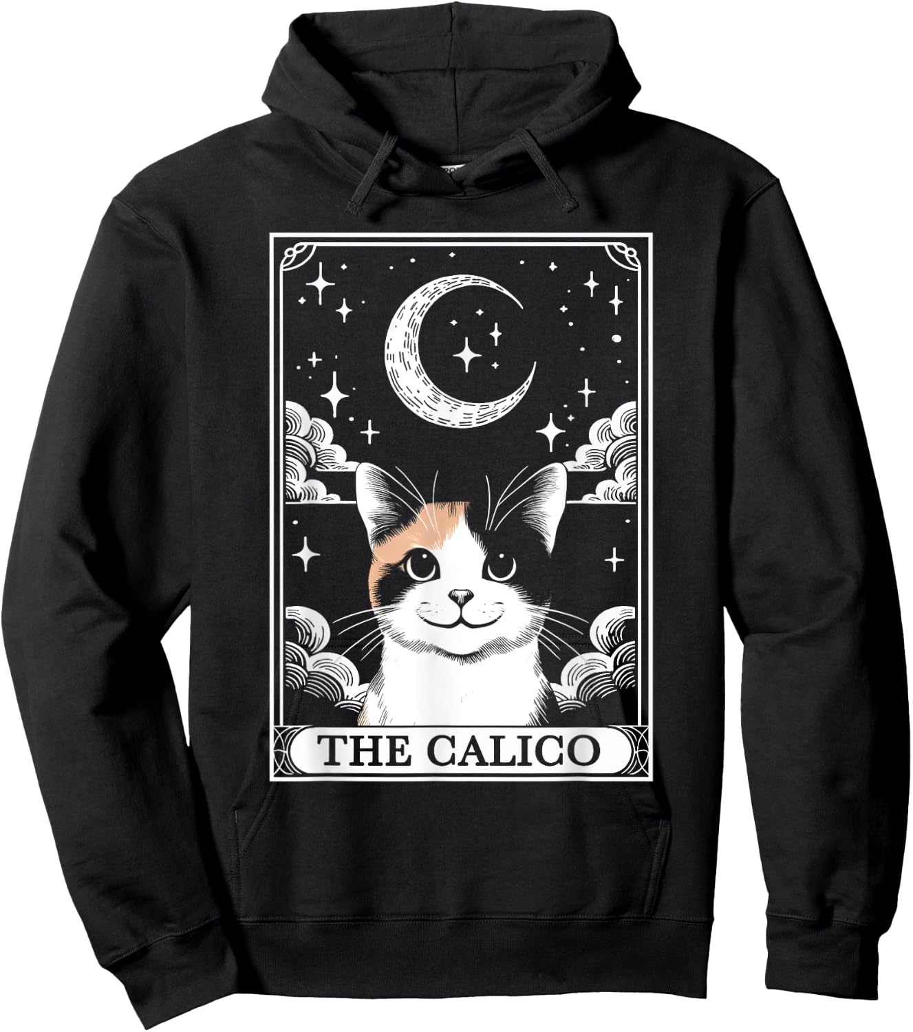 Tarot Card Vintage Crescent Moon Calico Cat Mom Cat Lovers Women Kids Hoodie - Hoodie | Black
