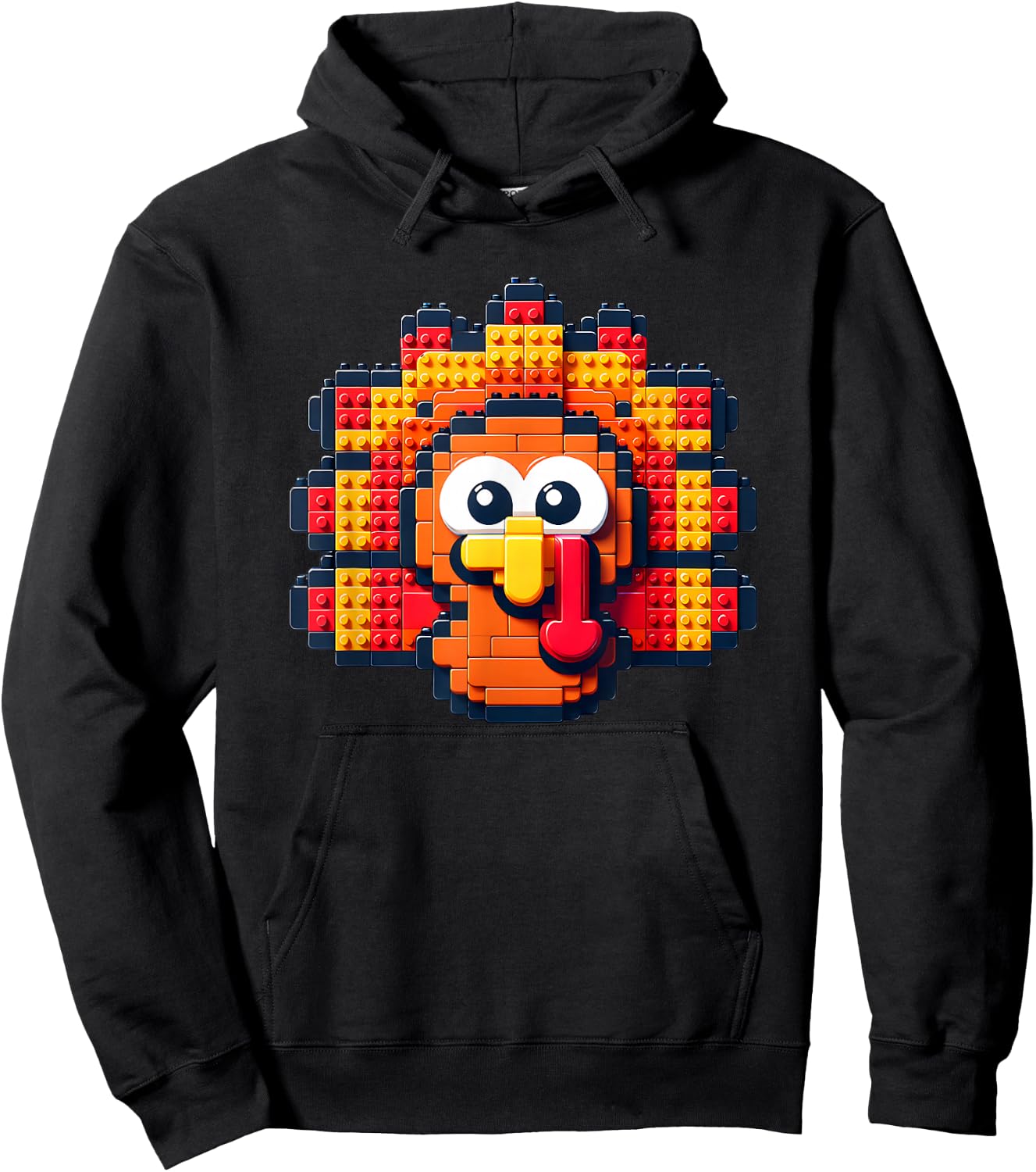 Thanksgiving Building Brick Turkey Face Master Builder Boys Hoodie - Hoodie | Black