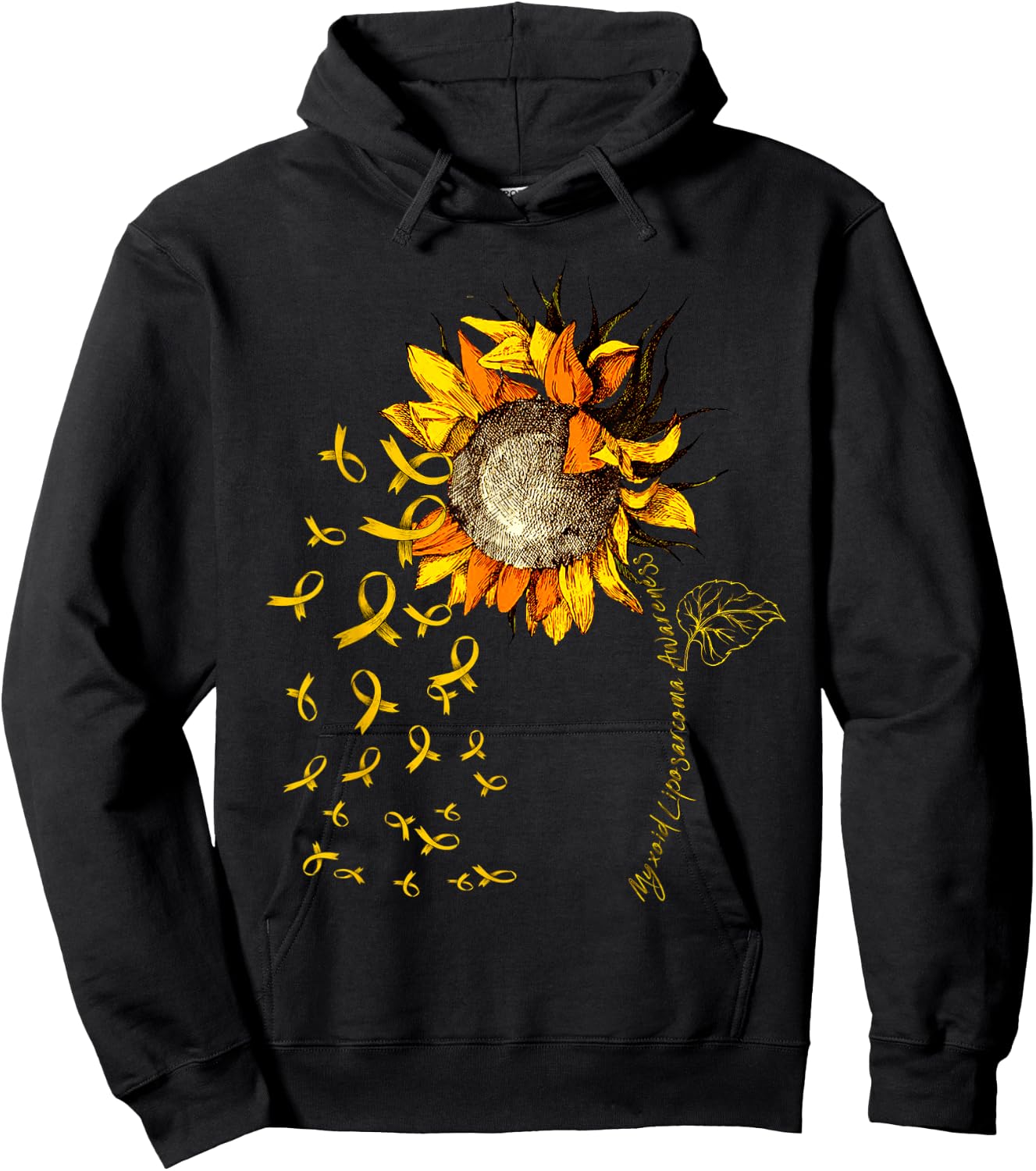 MYXOID LIPOSARCOMA Awareness Sunflower Yellow Ribbon Hoodie - Hoodie | Black