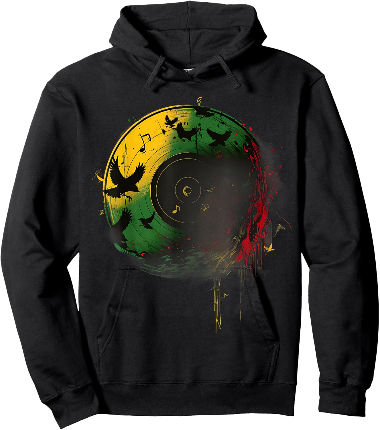 Reggae Music Vinyl Jamaican Pride Rastafarian Rasta Hoodie - Hoodie | Black