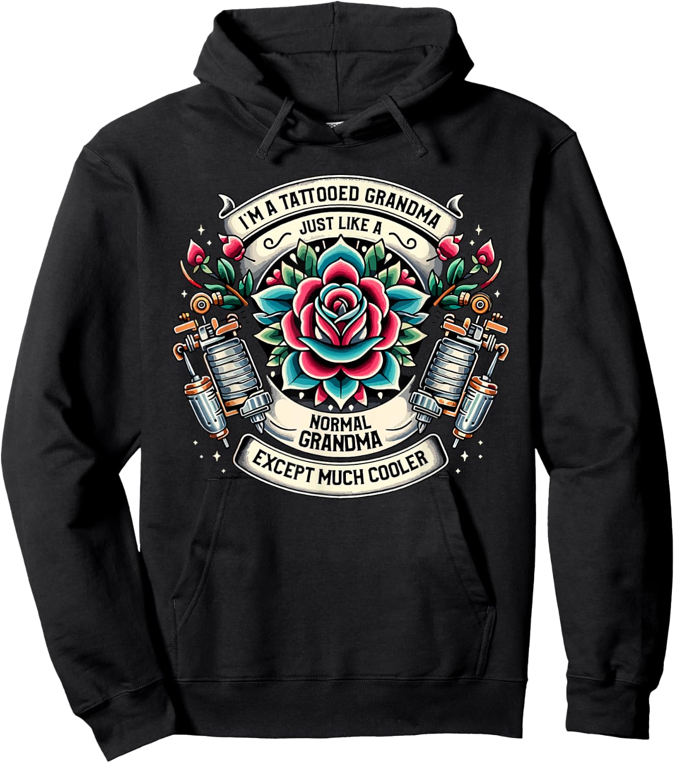 Tattooed Grandma Tattoo Tattooing Ink Tattoos Grandmother Hoodie - Hoodie | Black