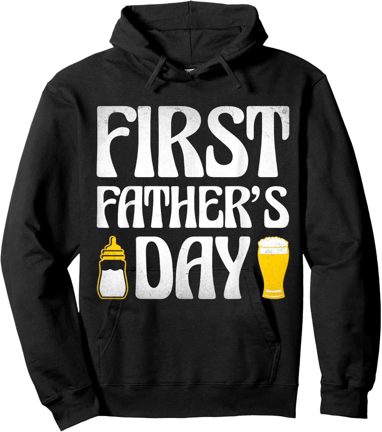 First Father's Day Beer Baby Bottle Daddy 2024 Dad Joke Hoodie - Hoodie | Black
