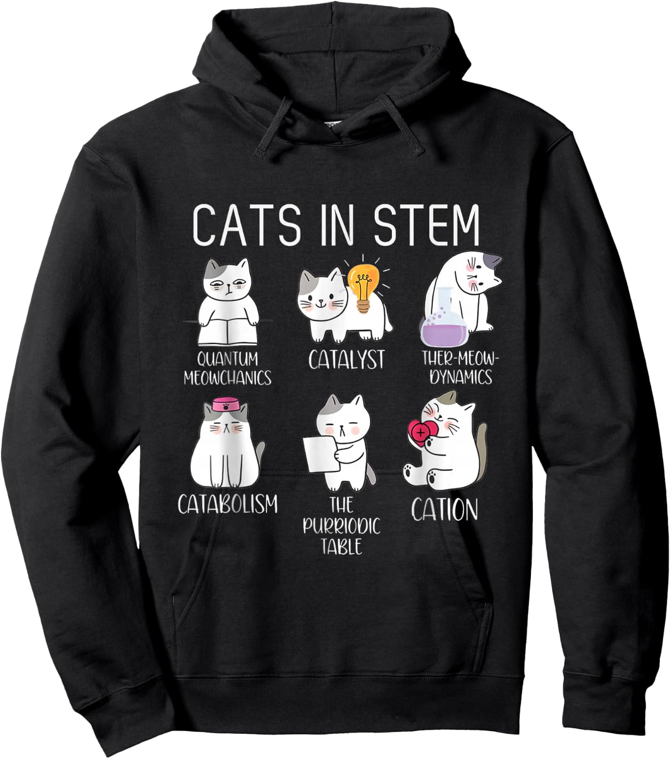 Funny Science Meme Cats In Stem Scientist Nerd Cat Lover Hoodie - Hoodie | Black