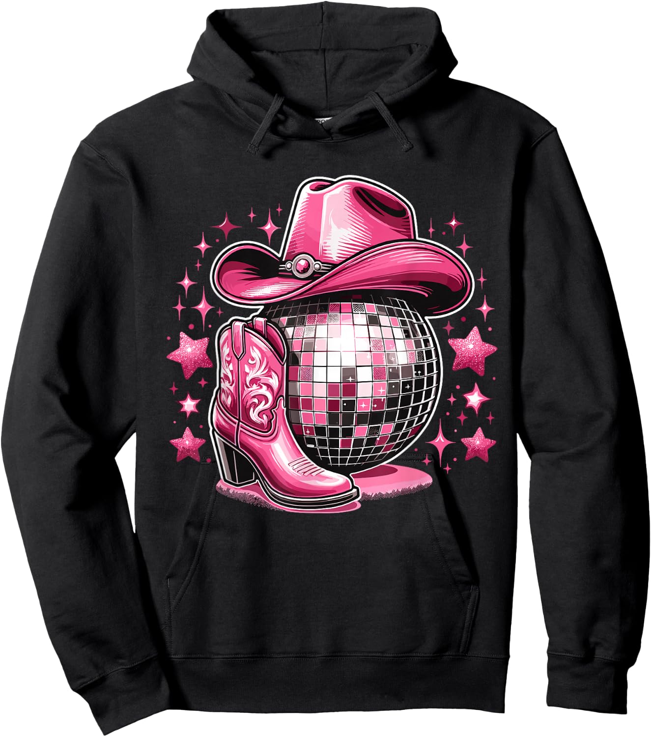 Western Cowgirl Rodeo Disco Retro Bachelorette Party Hoodie - Hoodie | Black