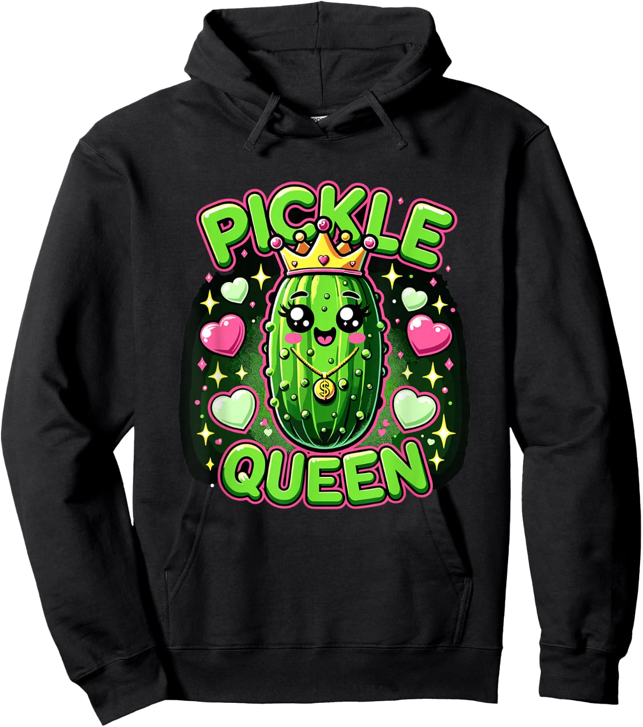 Pickle Queen for Girls and Women funny pickle Hoodie - Hoodie | Black