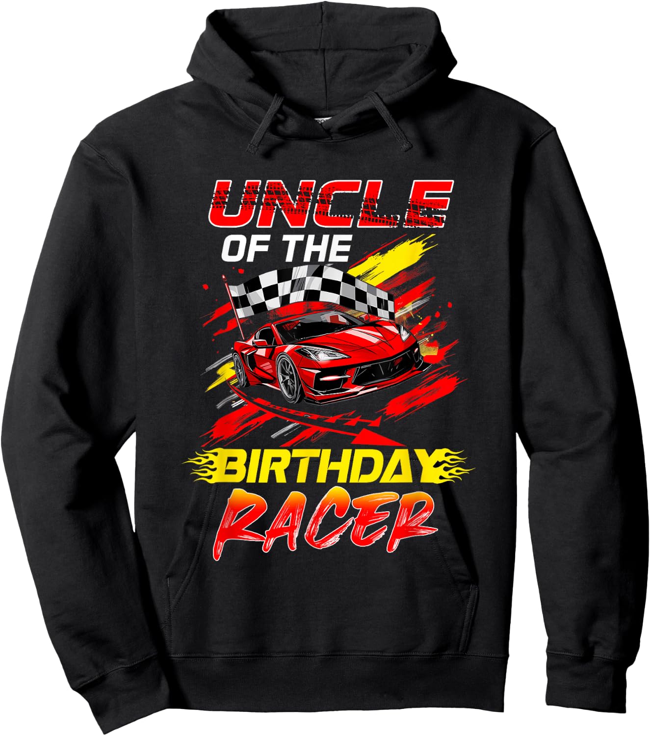 Uncle Of The Birthday Racer Race Car Party Family Matching Hoodie - Hoodie | Black
