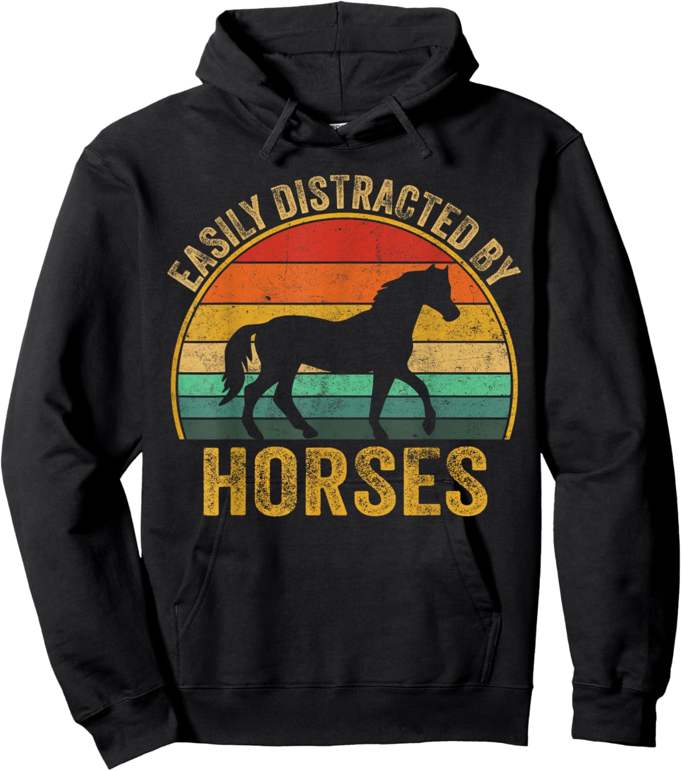 Easily Distracted By Horses Lover Horse Owner Hoodie - Hoodie | Black