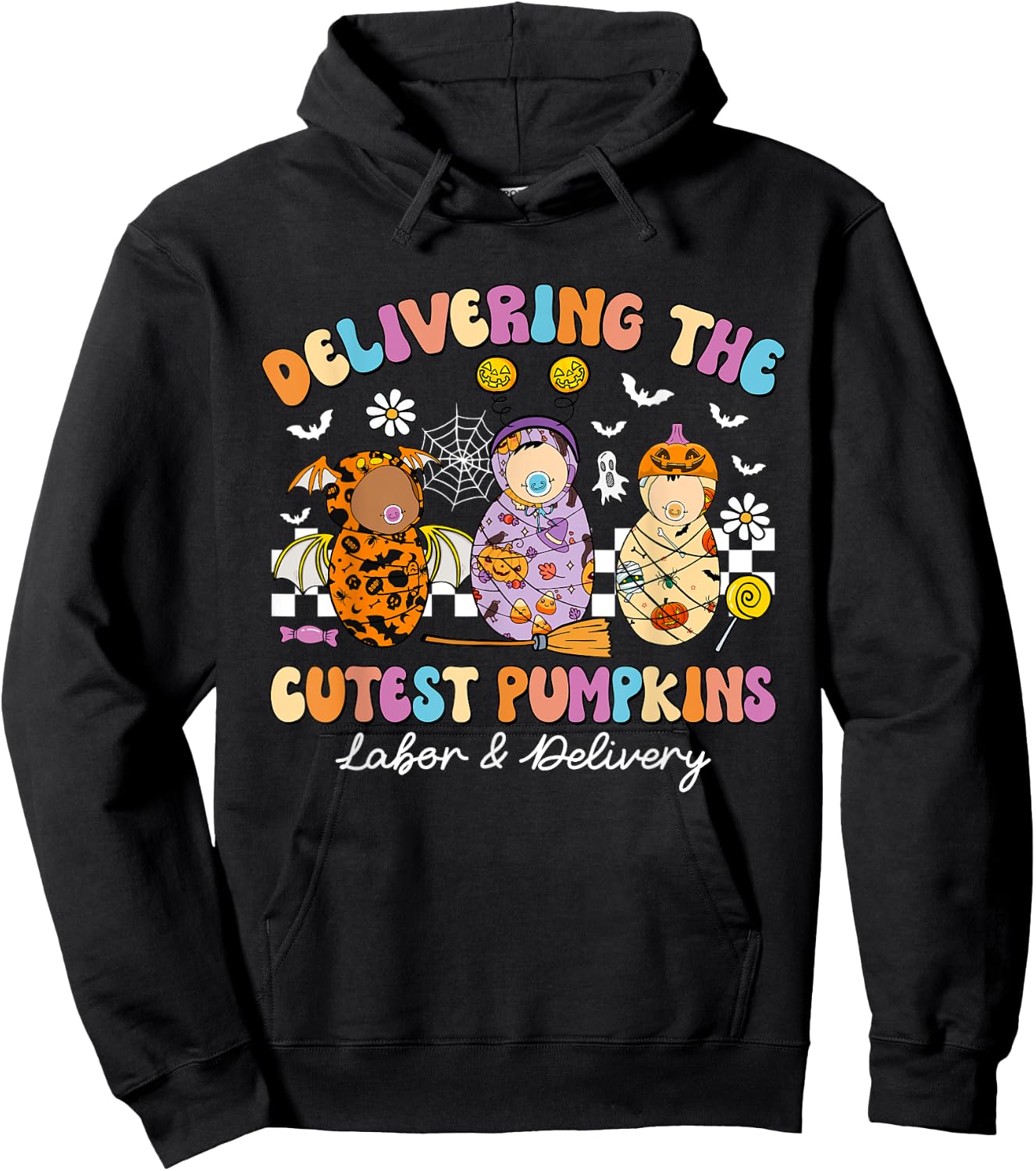 Delivering Cutest Pumpkins Labor & Delivery Nurse Halloween Hoodie - Hoodie | Black