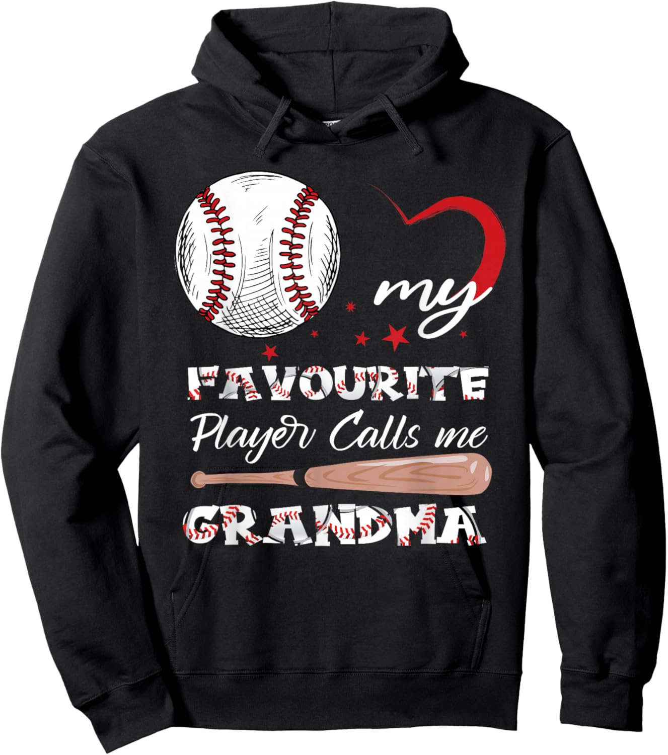 My Favorite Player Calls Me Grandma Baseball Women Hoodie - Hoodie | Black