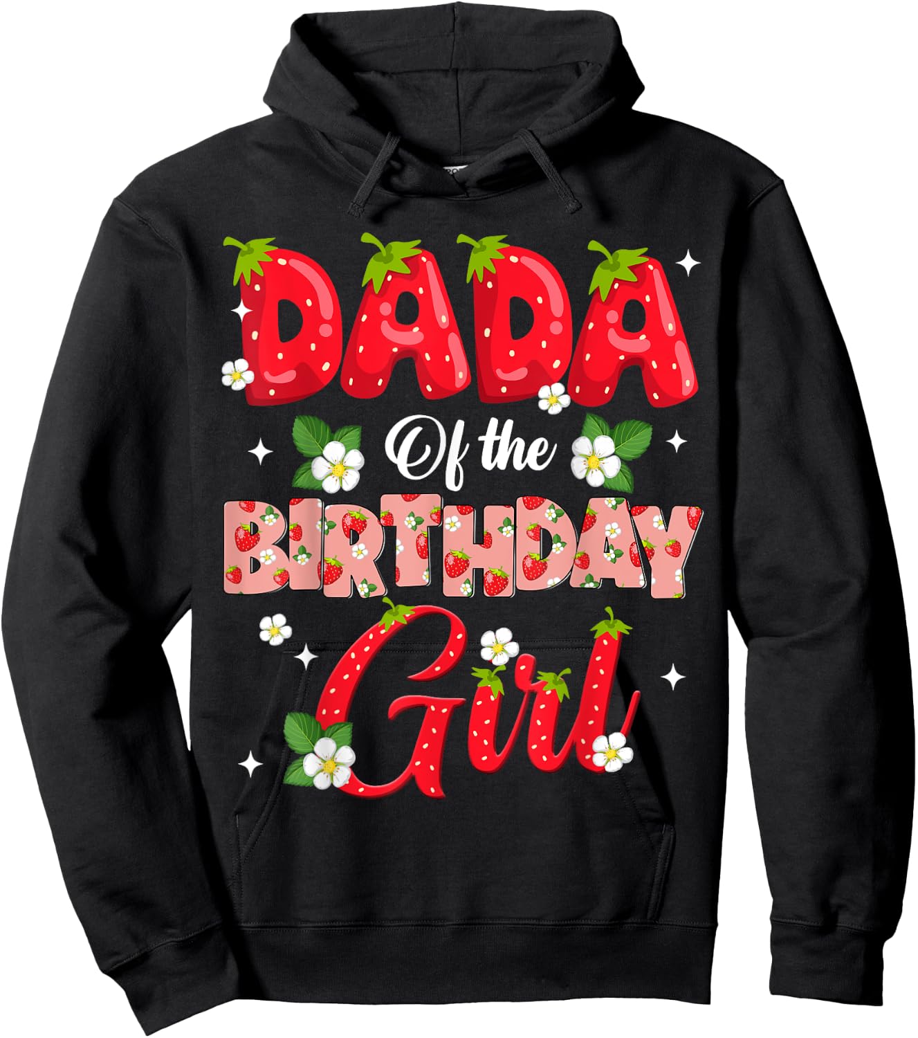 Dad Mom Dada Birthday Girl Strawberry Berry Sweet One Two Hoodie - Hoodie | Black
