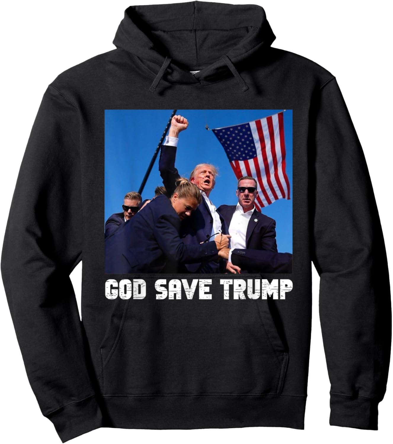 God Save President Trump, Donald Trump 2024 Hoodie - Hoodie | Black