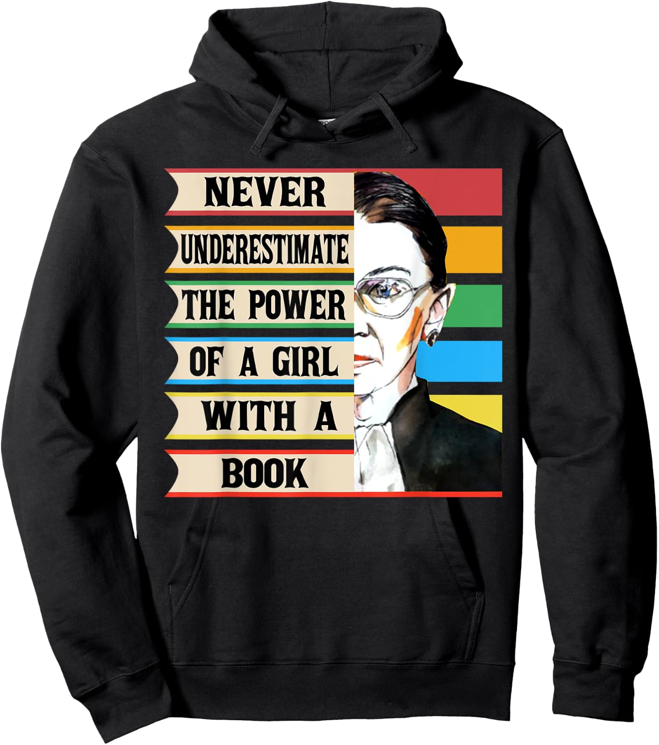 Vintage Never Underestimate The Power Of A Girl With A Book Hoodie - Hoodie | Black