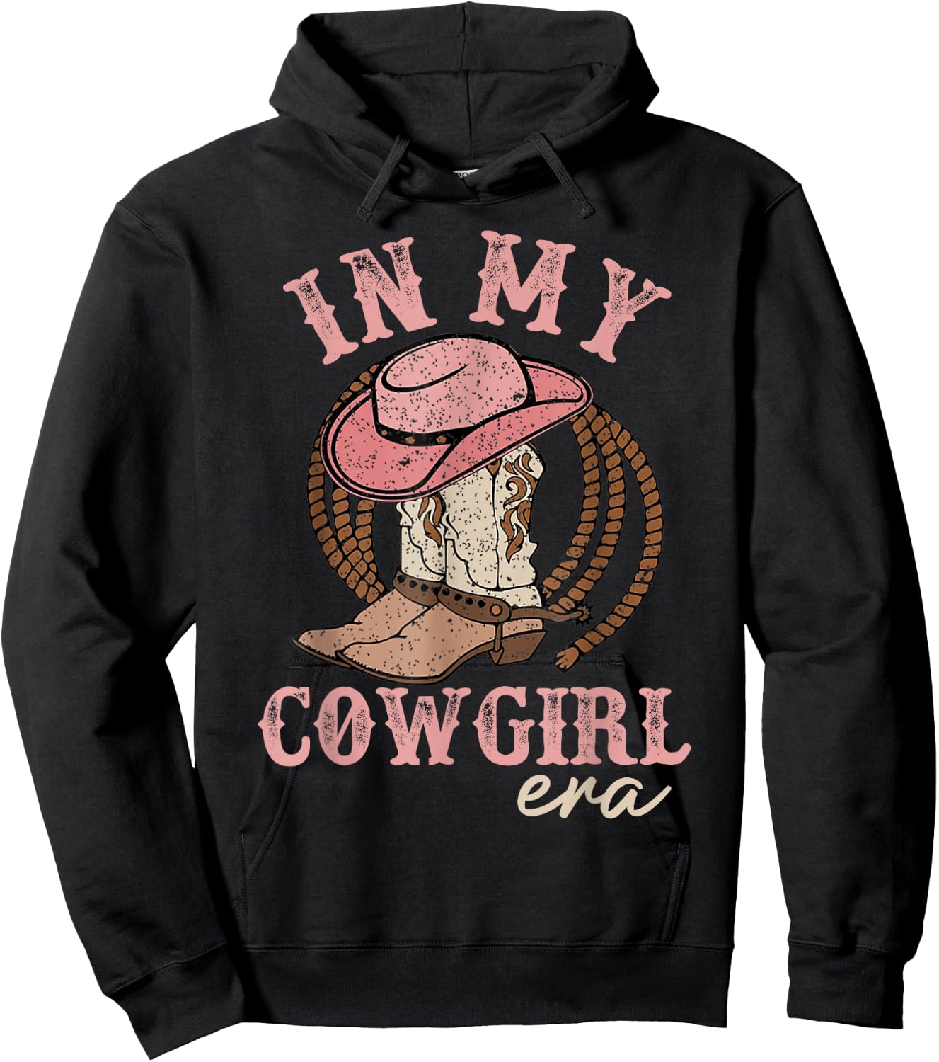 In My Cowgirl Era Groovy Cute Western Rodeo Cowgirl Hoodie - Hoodie | Black
