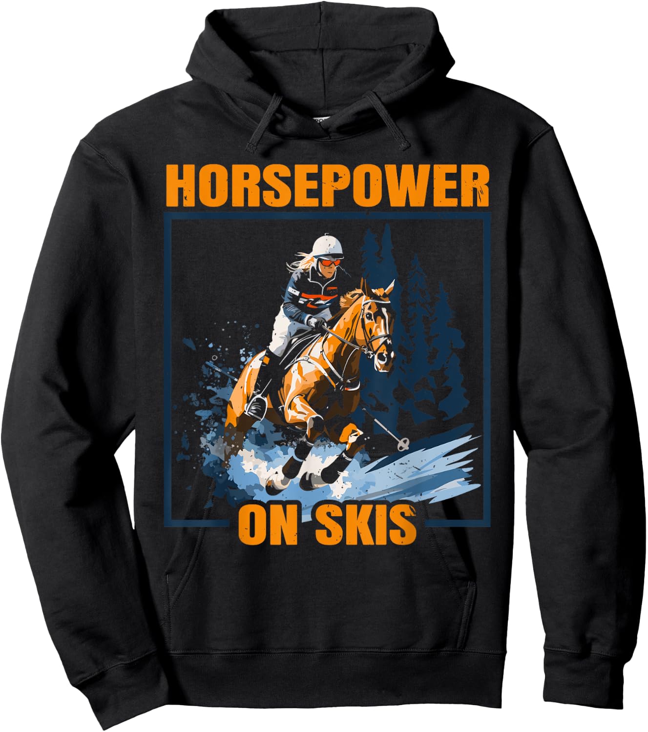 Skijoring With Horses Ski Driving Winter Sport Hoodie - Hoodie | Black