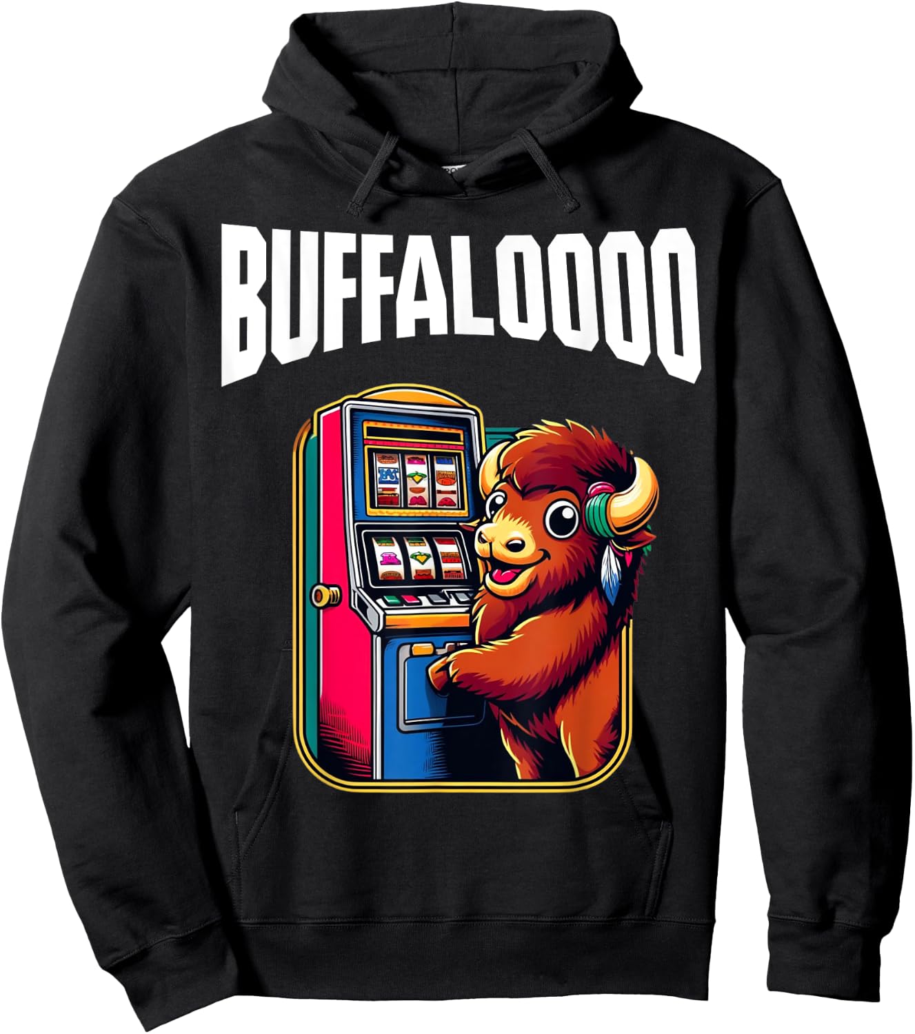 Lucky Buffalo Casino Slot Machine BUFFALOOOOO Gambling Hoodie - Hoodie | Black