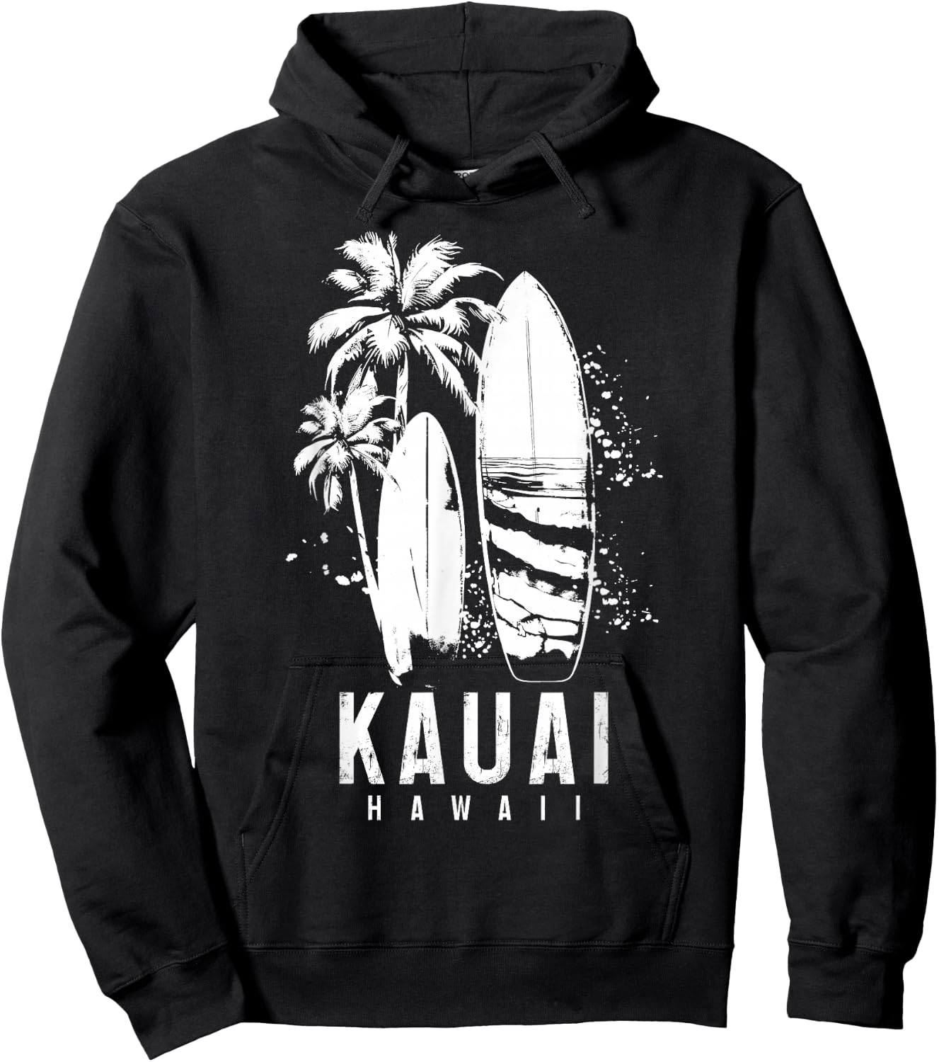 Kauai Hawaii Surf Hawaiian Vintage Surfing Surfer Hoodie - Hoodie | Black