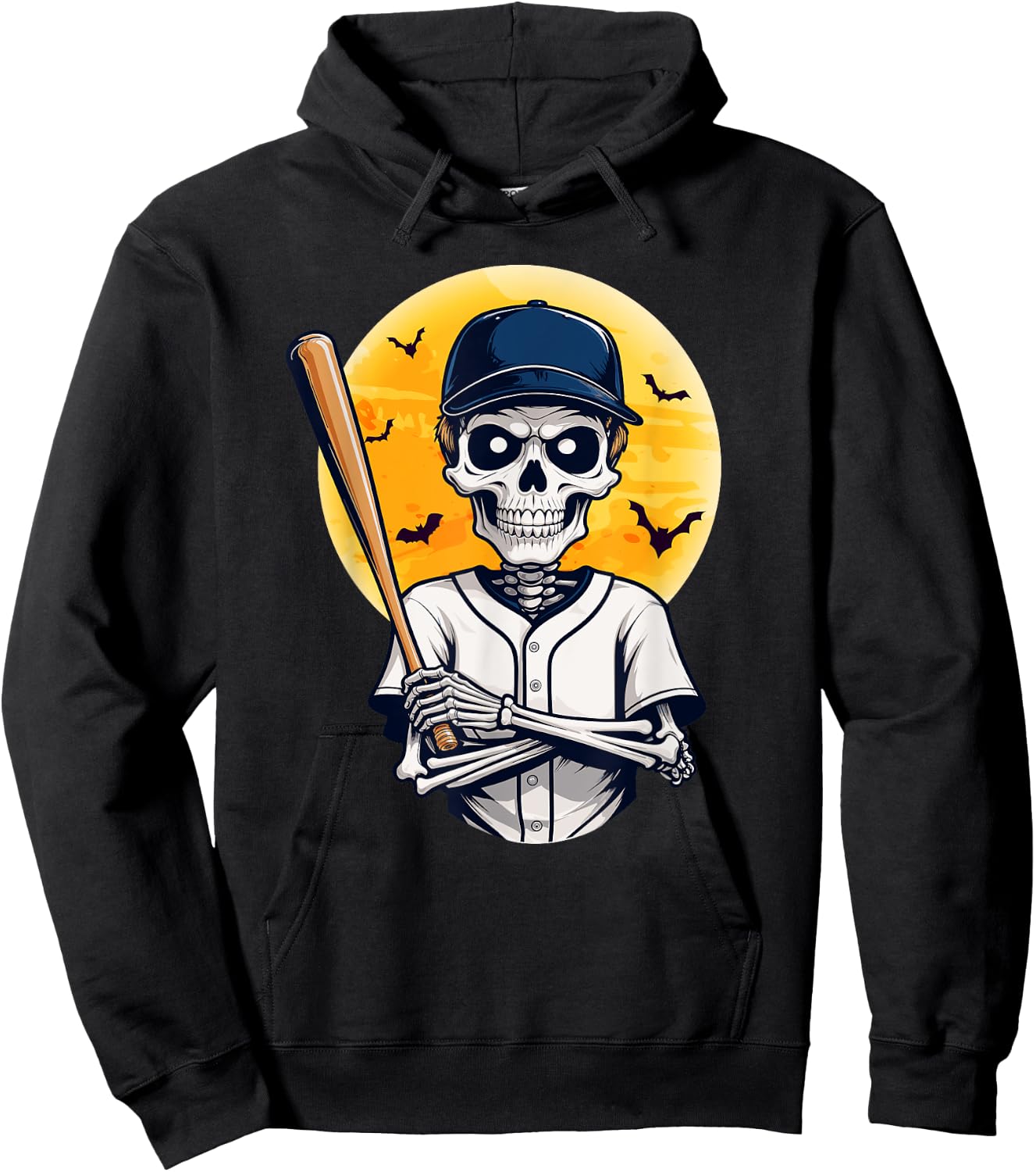 Baseball Skeleton Halloween Skeleton Playing Baseball Hoodie - Hoodie | Black