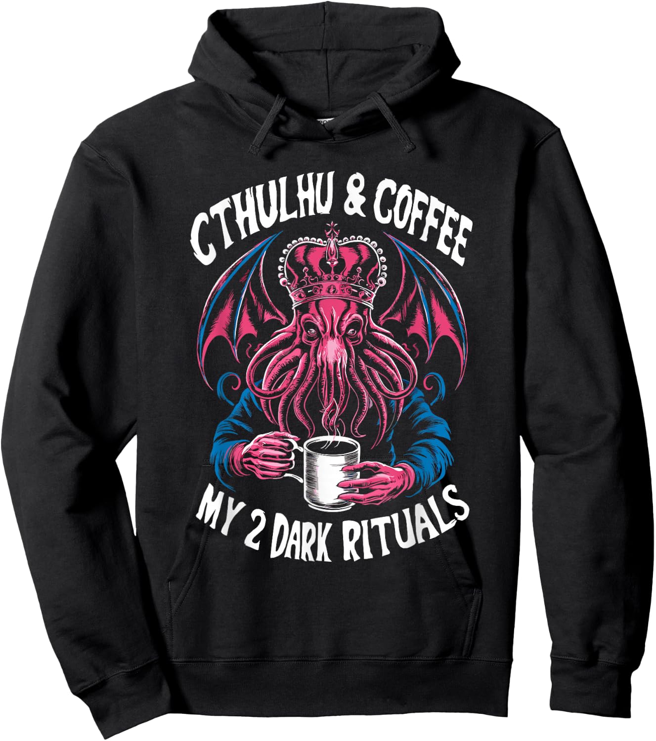 Cthulhu & Caffeine Dark Passions, Vintage Cthulhu Coffee Hoodie - Hoodie | Black