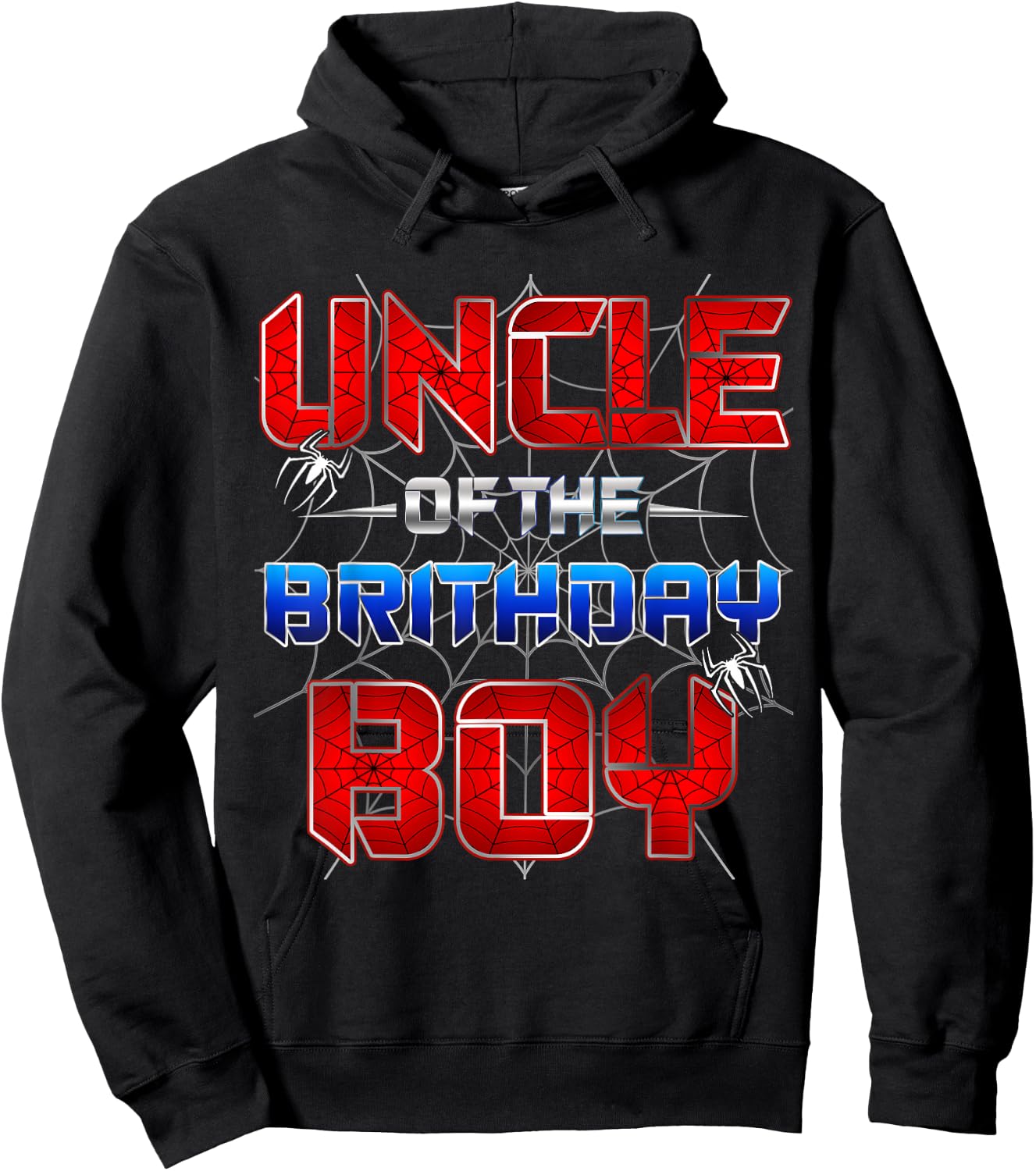 Uncle Of The Birthday Boy Spider Web Funny Family Birthday Hoodie - Hoodie | Black