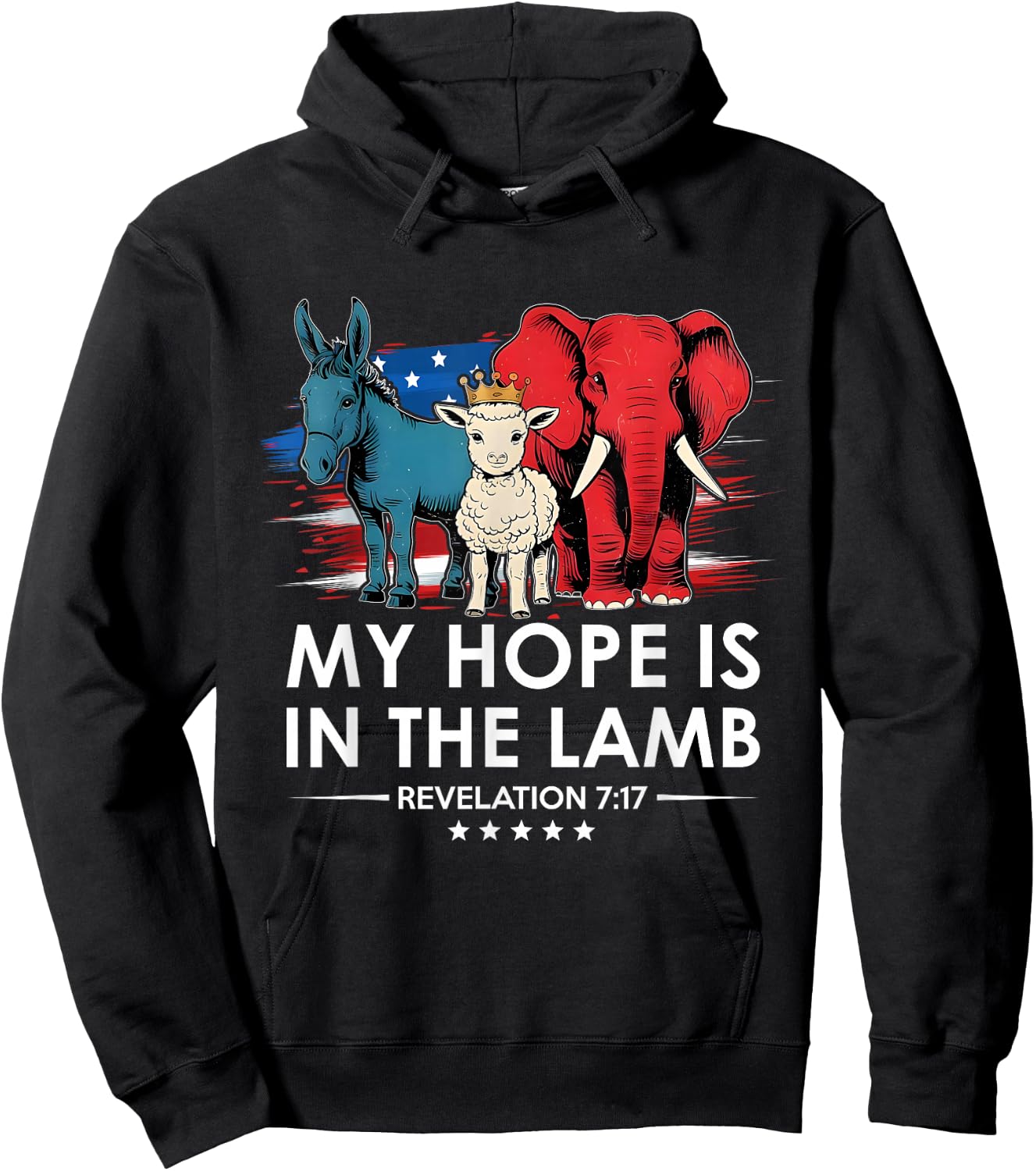 My Hope is in the Lamb Elephant Donkey USA Funny Scripture Hoodie - Hoodie | Black