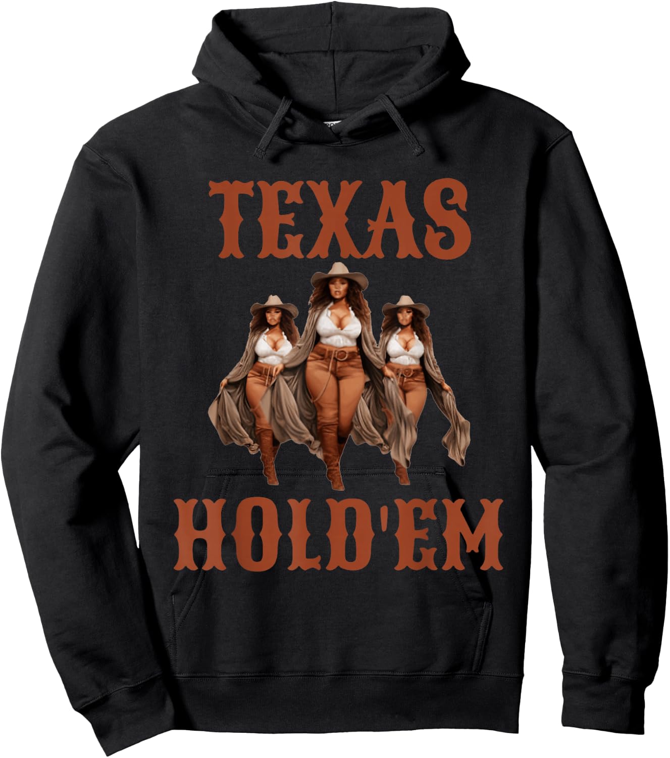 Texas Hold em African American Cowgirl Hoodie - Hoodie | Black