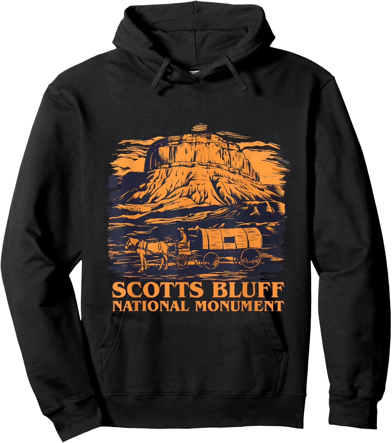 Scotts Bluff National Monument Horse cart Outfit Hoodie - Hoodie | Black