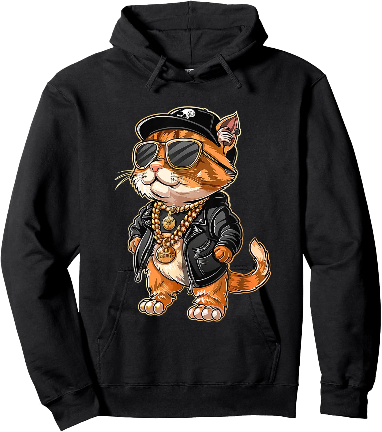 Cat Rapper Gift Cute Cat Rapper Cool Hip Hop Men Women Kids Hoodie - Hoodie | Black