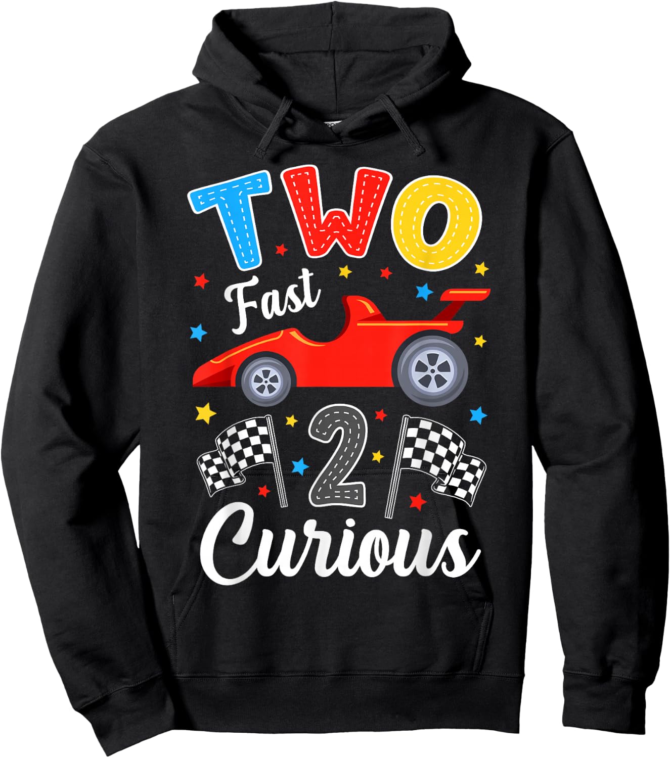Two Fast 2 Curious Racing 2nd Birthday Boy Girl Hoodie - Hoodie | Black