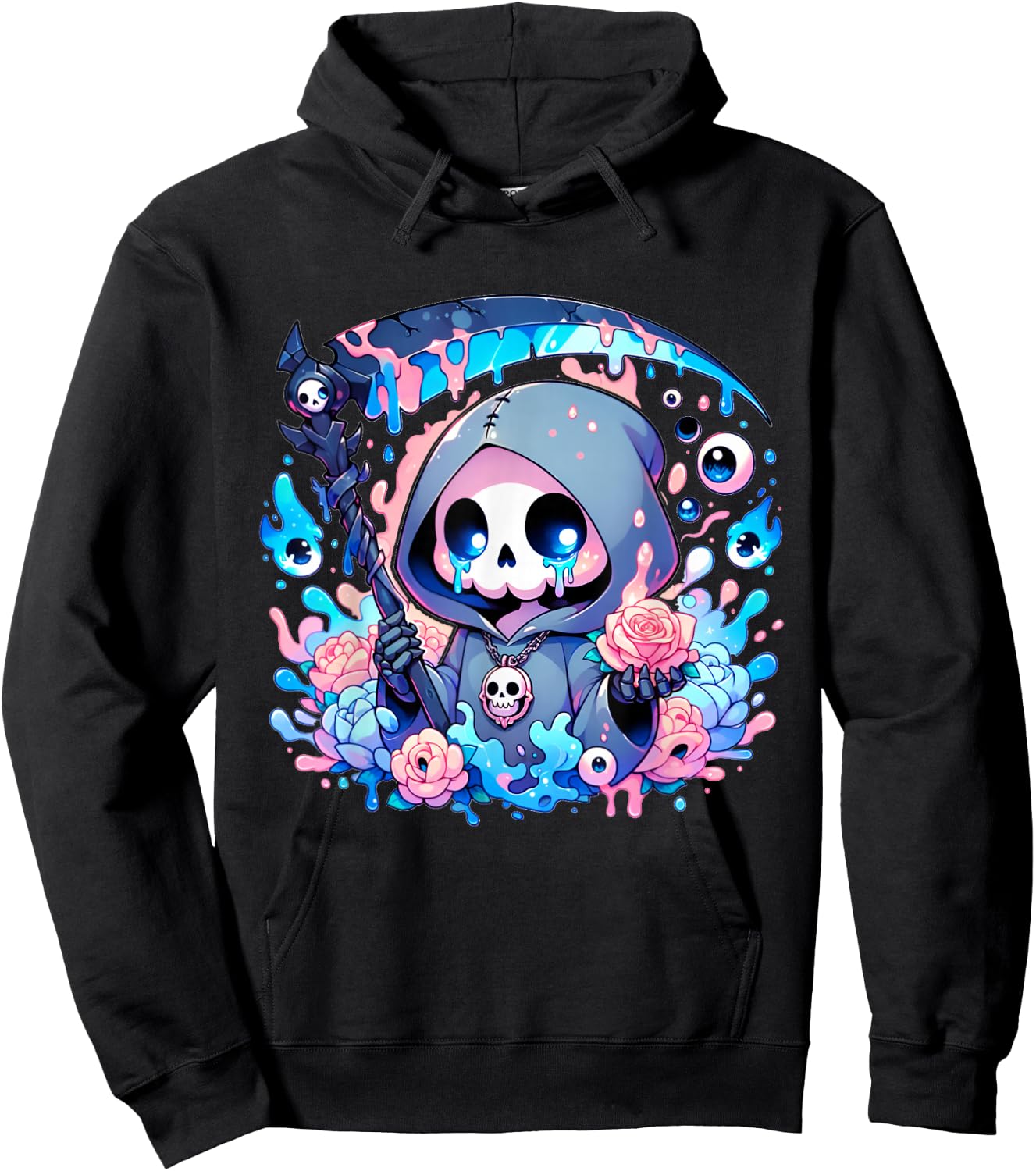 Cute Kawaii Pastel Goth Reaper Hoodie - Hoodie | Black