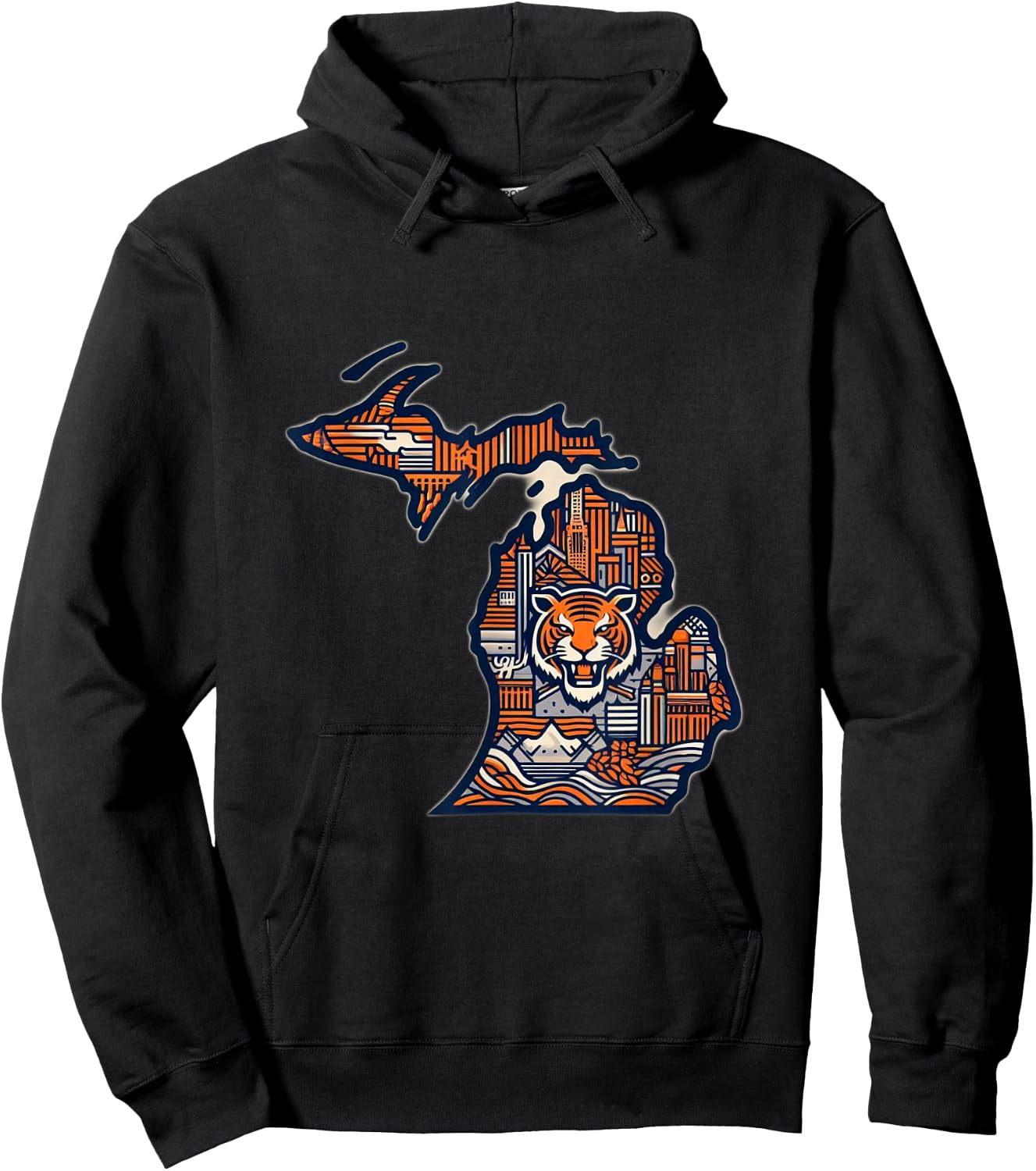 Michigan Vintage Detroit Design Hoodie - Hoodie | Black