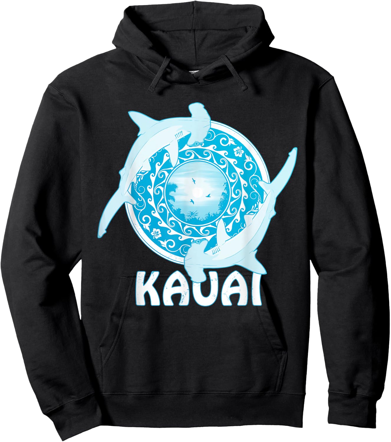 Hammerhead Shark Polynesian Design Kauai Hoodie - Hoodie | Black