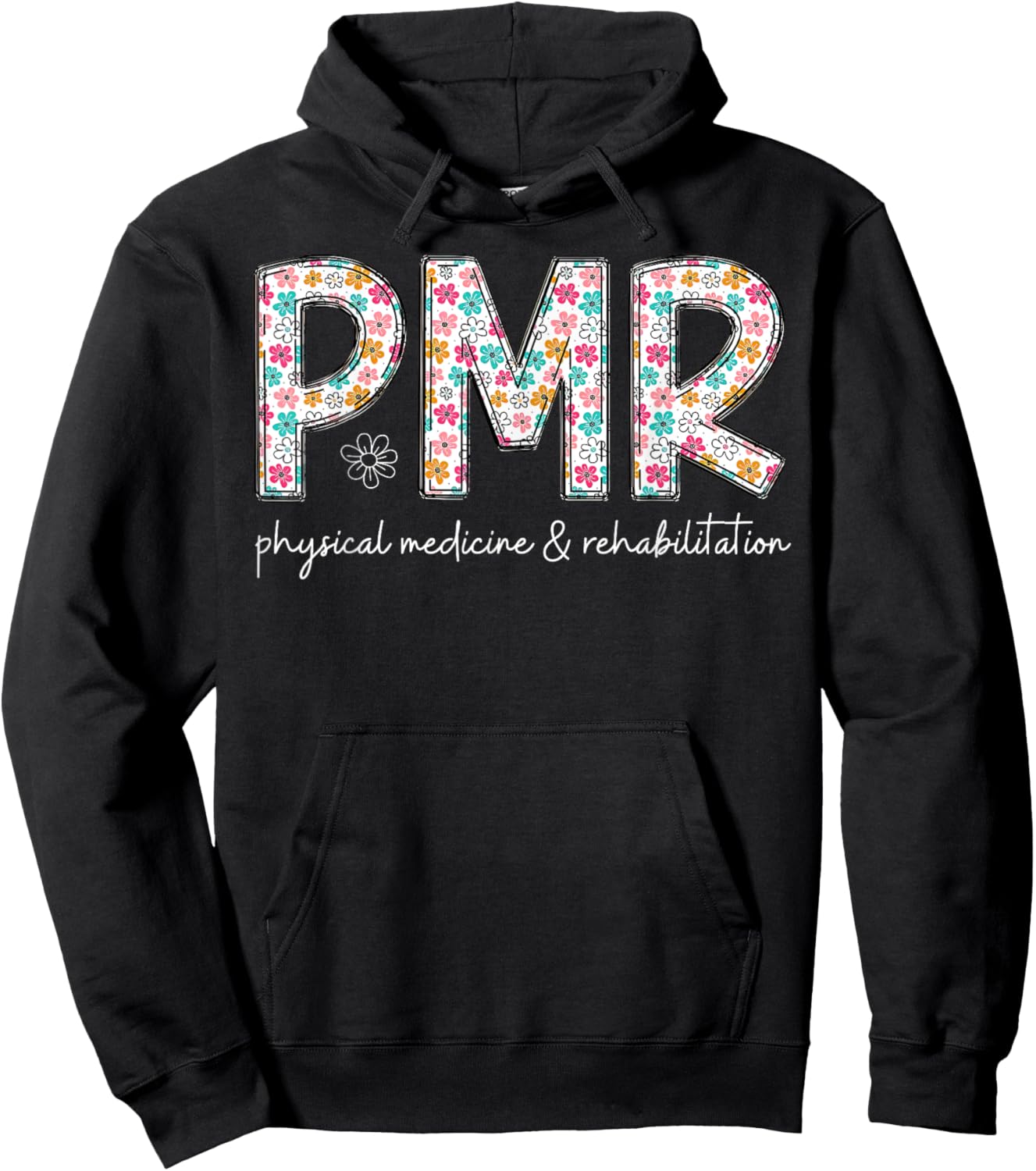 Boho Retro Flowers Physical Medicine and Rehabilitation PMR Hoodie - Hoodie | Black