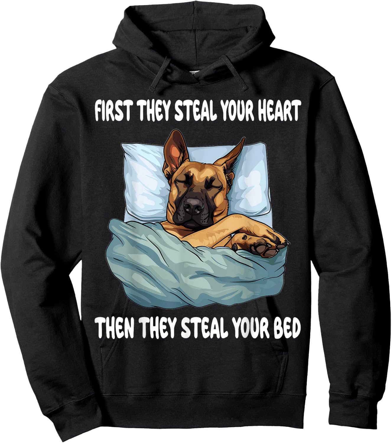 Belgian Malinois Sleeping Pajamas Nightgown Hoodie - Hoodie | Black