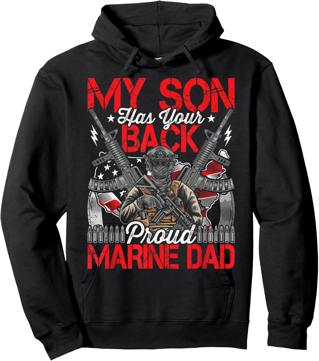 He Has Your Back - Marine - Dad Camouflage Hoodie - Hoodie | Black