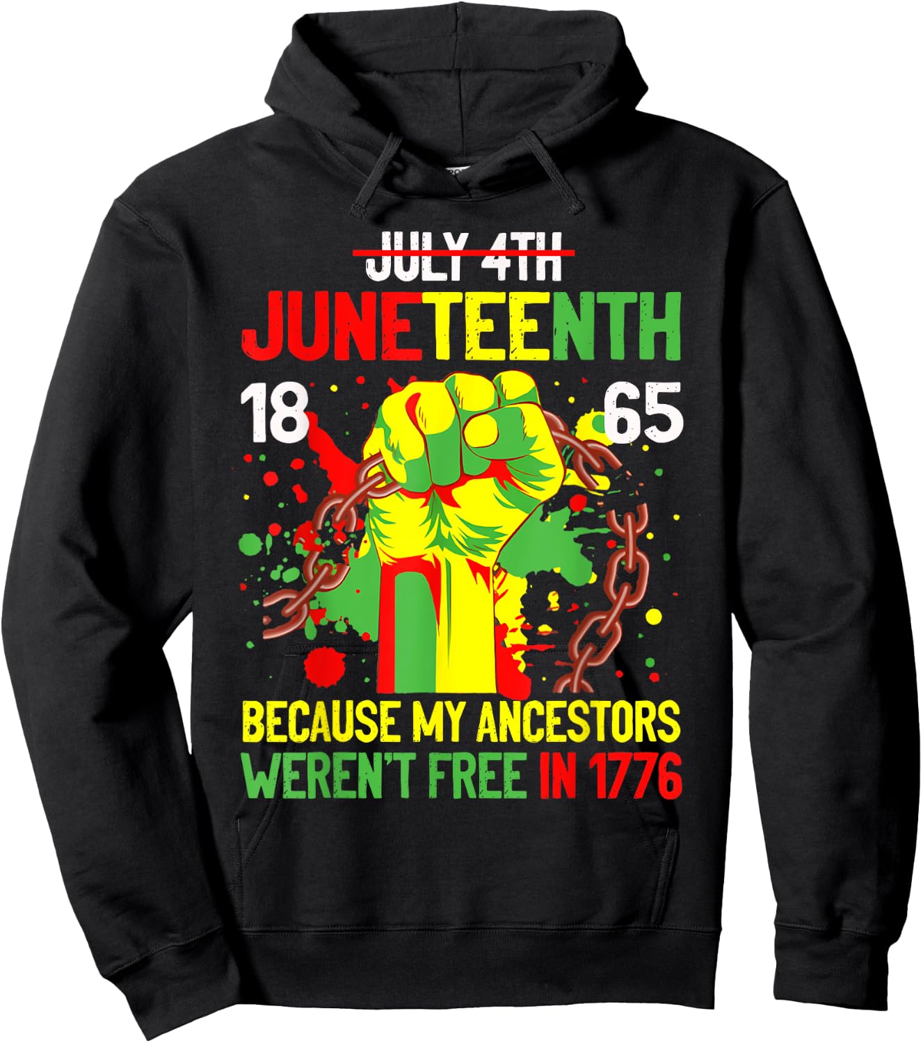 July 4th Juneteenth 1865 Because My Ancestors Gift Women Men Hoodie - Hoodie | Black