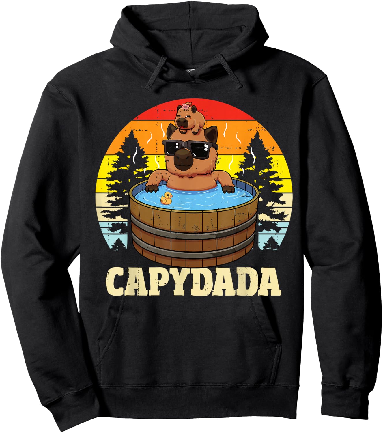 Capybara Dad with Daughter Capydada Funny Father's Day Hoodie - Hoodie | Black
