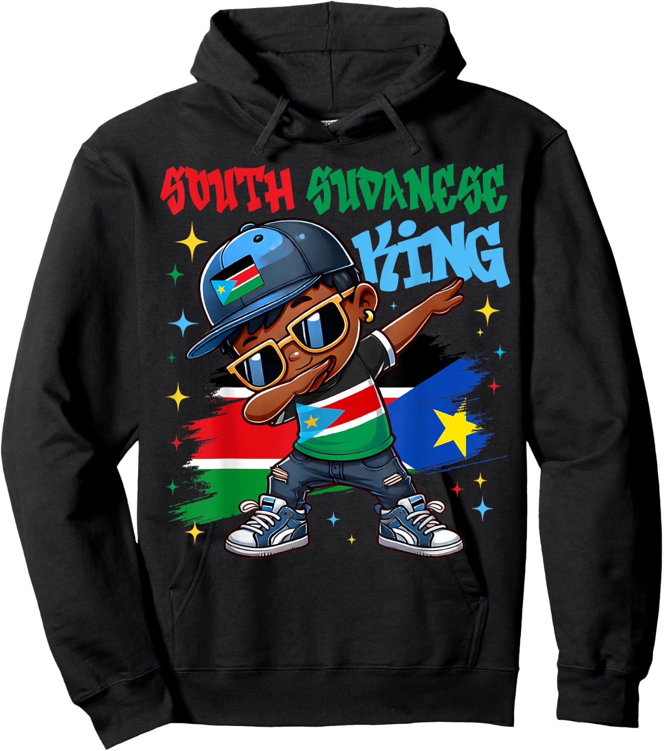 South Sudanese King Dabbing South Sudan Flag Pride for Kids Hoodie - Hoodie | Black