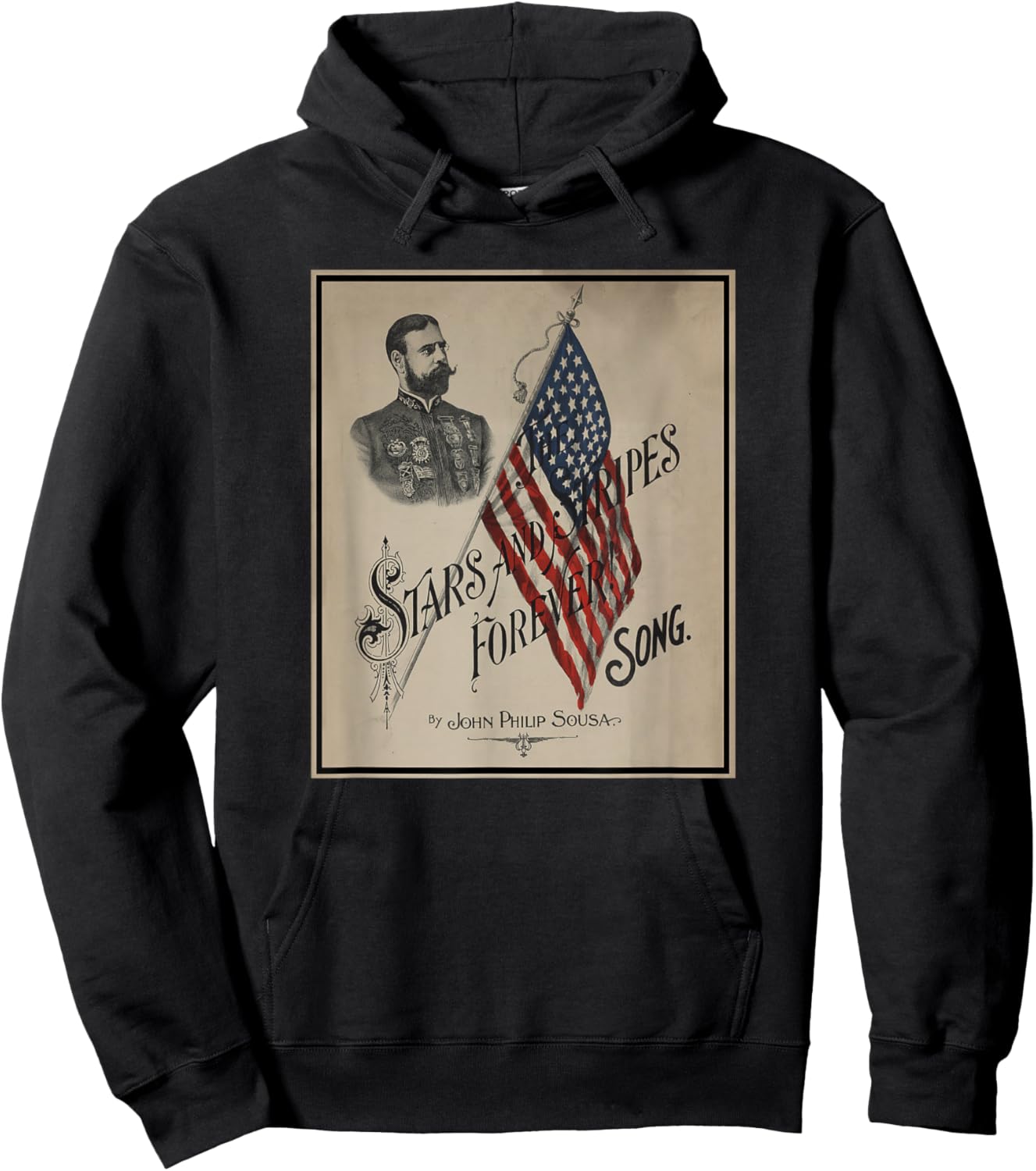 The Stars and Stripes Forever Sheet Music Cover Hoodie - Hoodie | Black